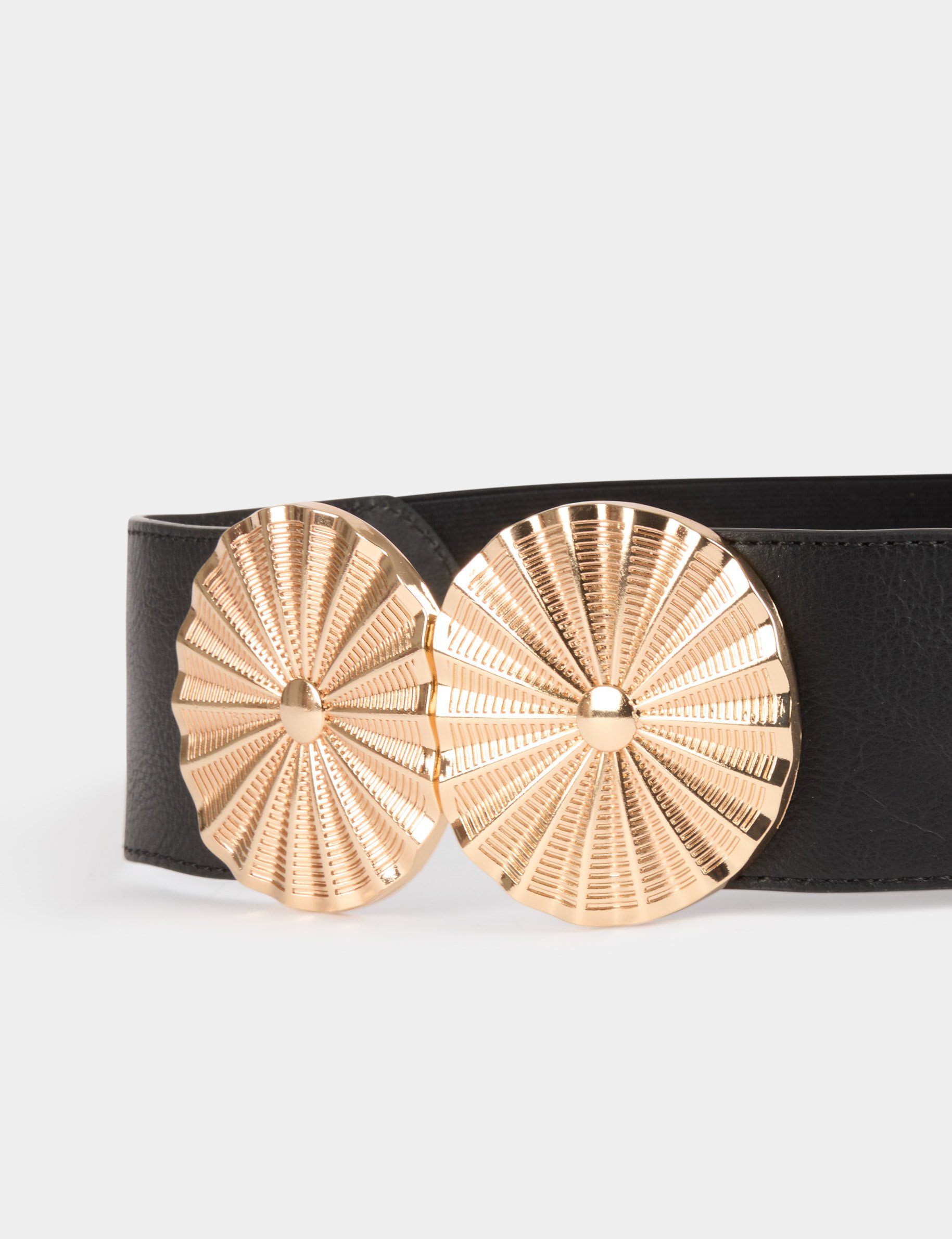 Elasticised belt with buckles black women