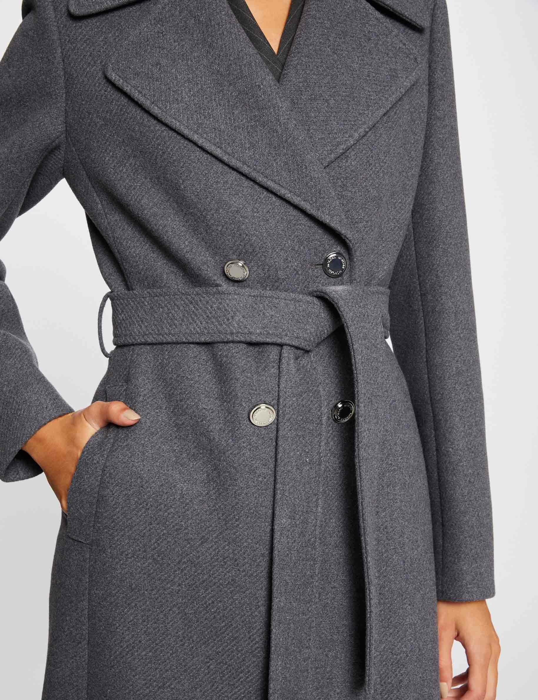 Straight belted coat mid-grey ladies'