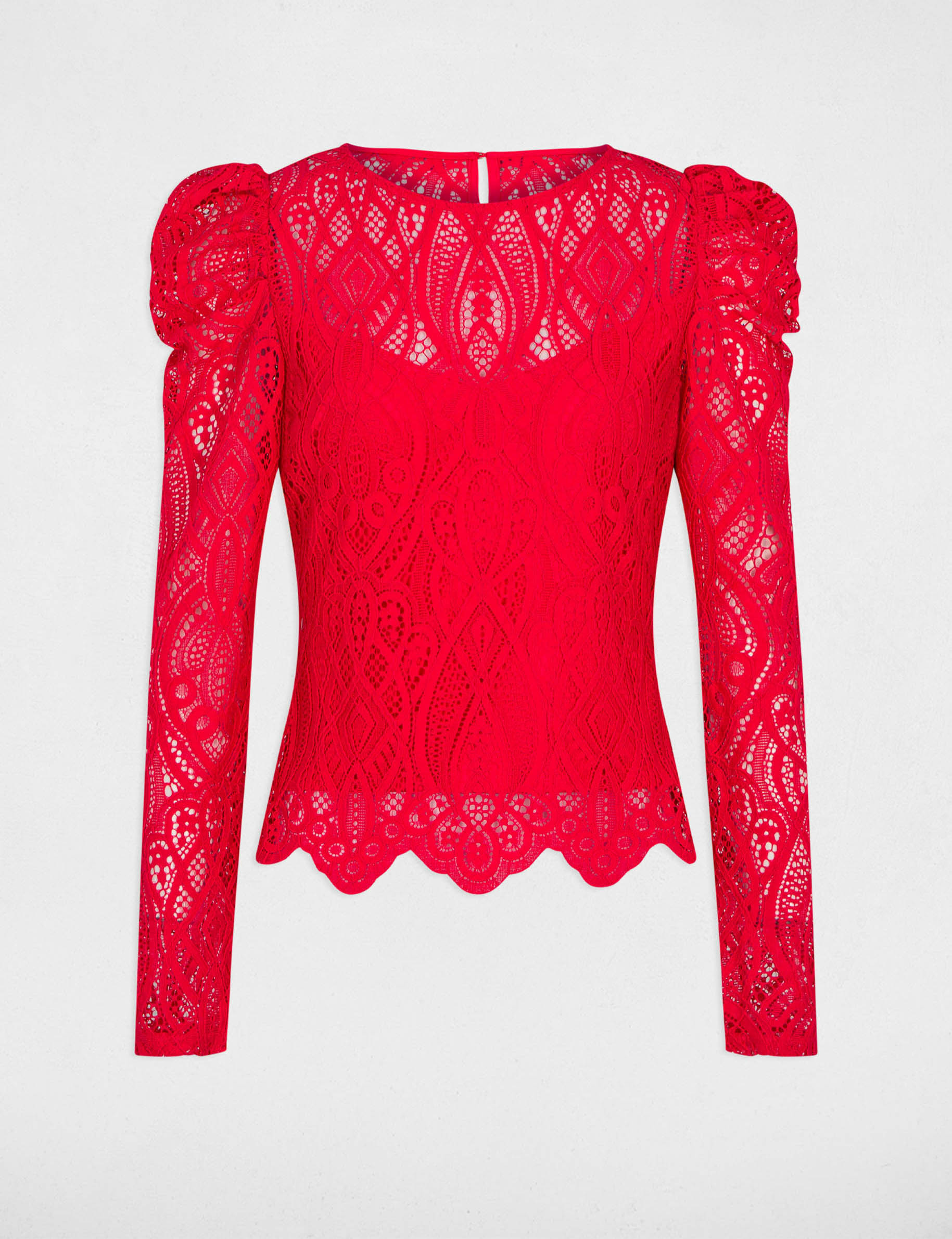 Long-sleeved t-shirt with lace fuchsia ladies'