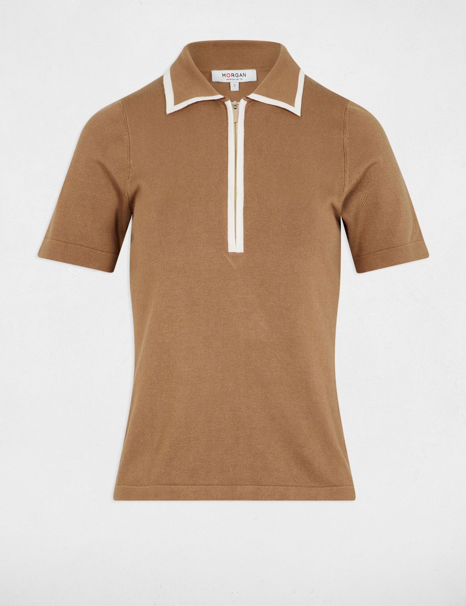 jumper zipped polo collar sand women Jumper zipped polo collar sand women