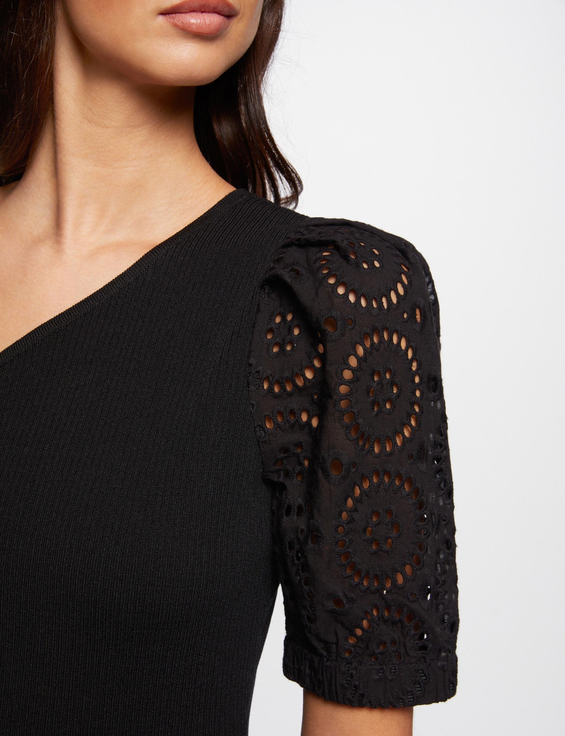 Asymetrical midi knitted dress black ladies'