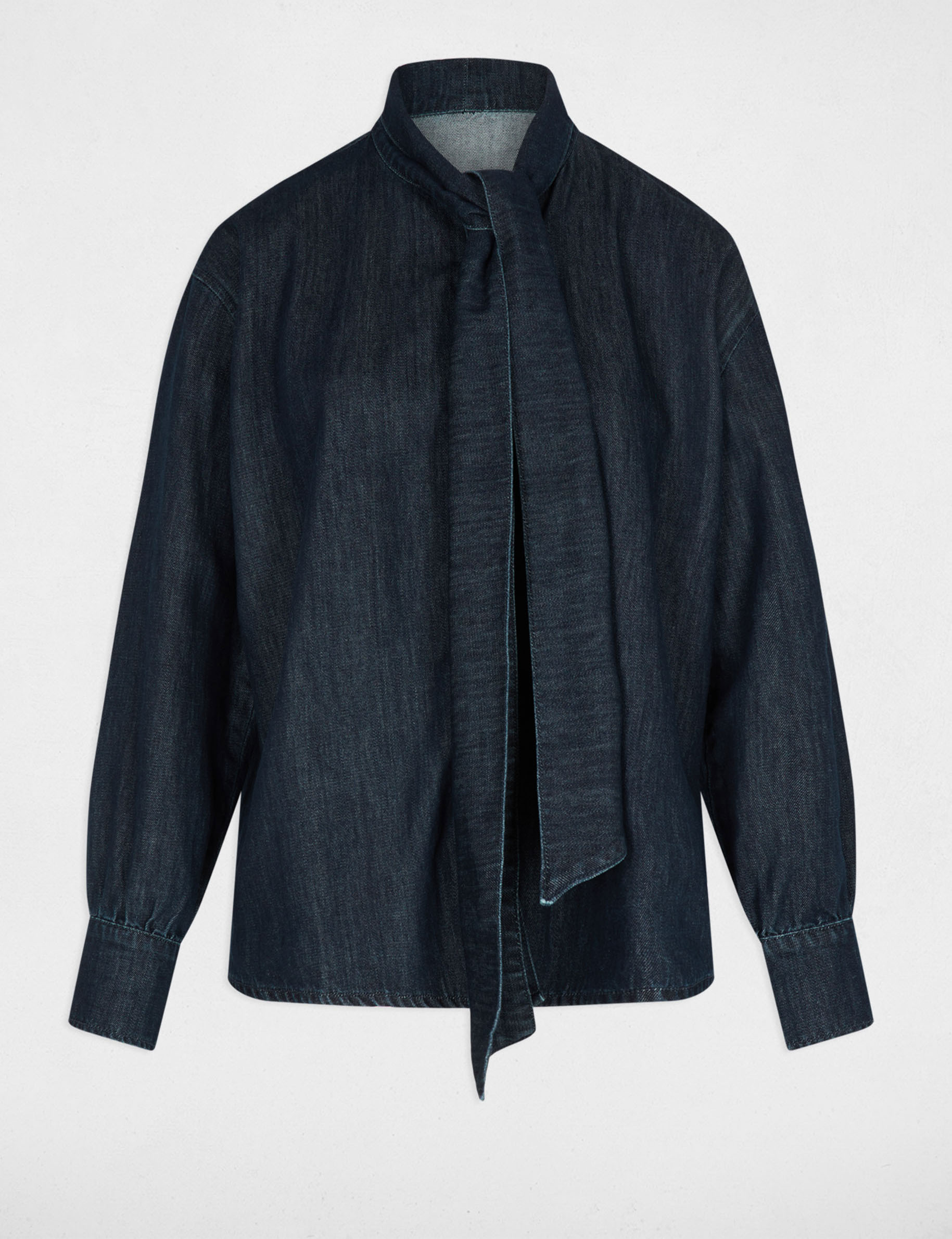 Denim shirt with lavallière raw denim women