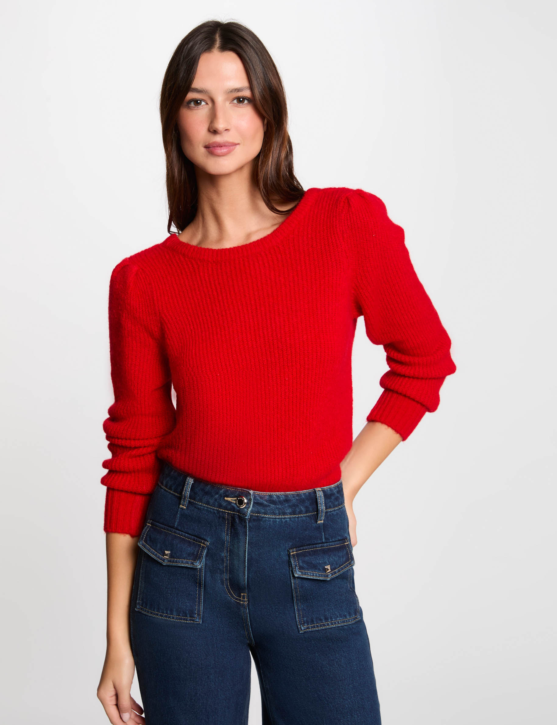 pull col rond manches longues rouge femme Pull col rond manches longues rouge femme