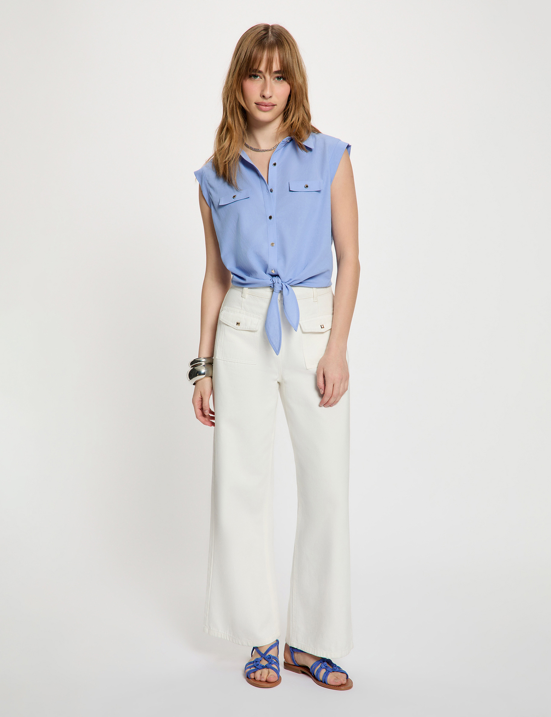 Sleeveless blouse lavender blue women