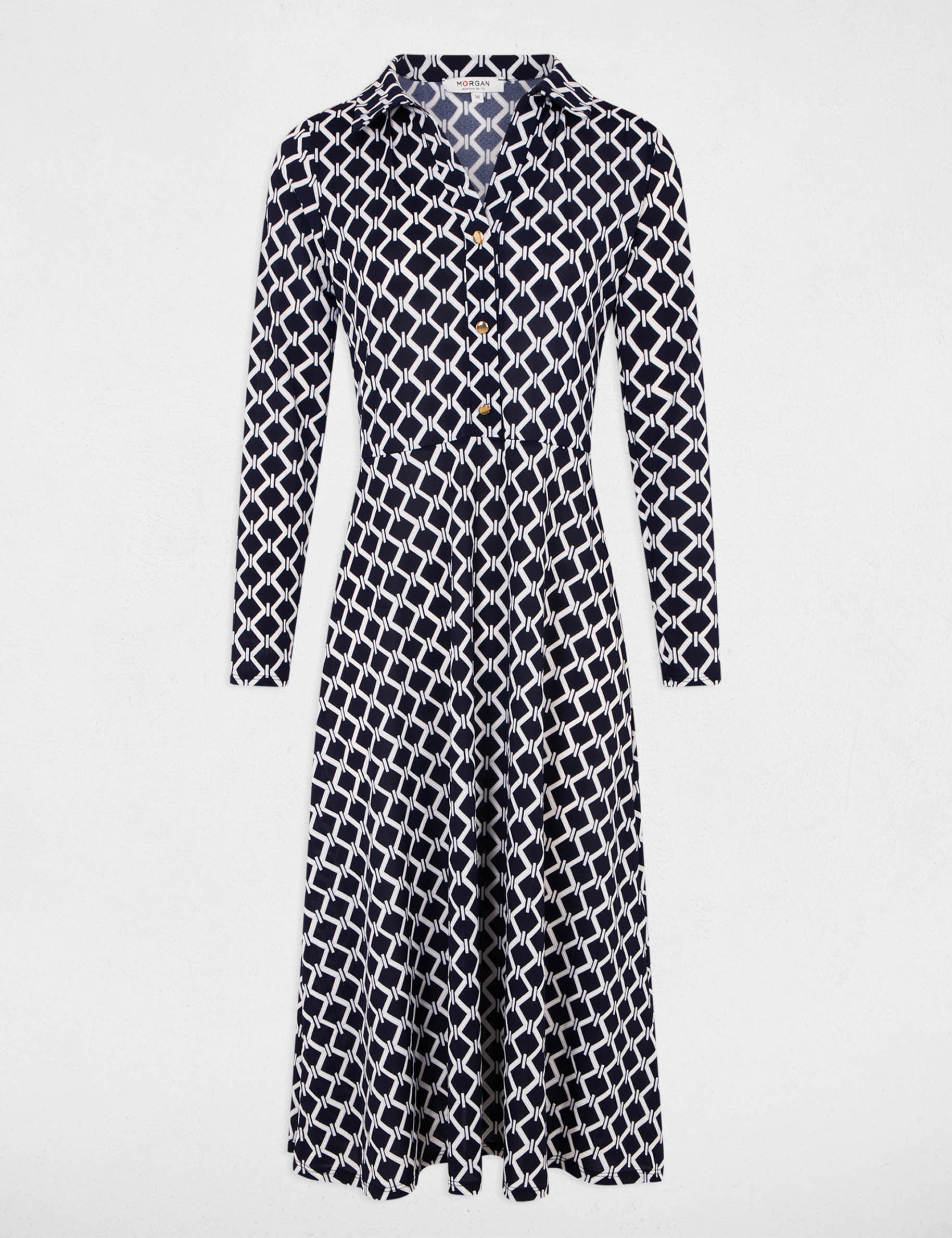 robe midi droite imprimee bleu marine femme Robe midi droite imprimée bleu marine femme