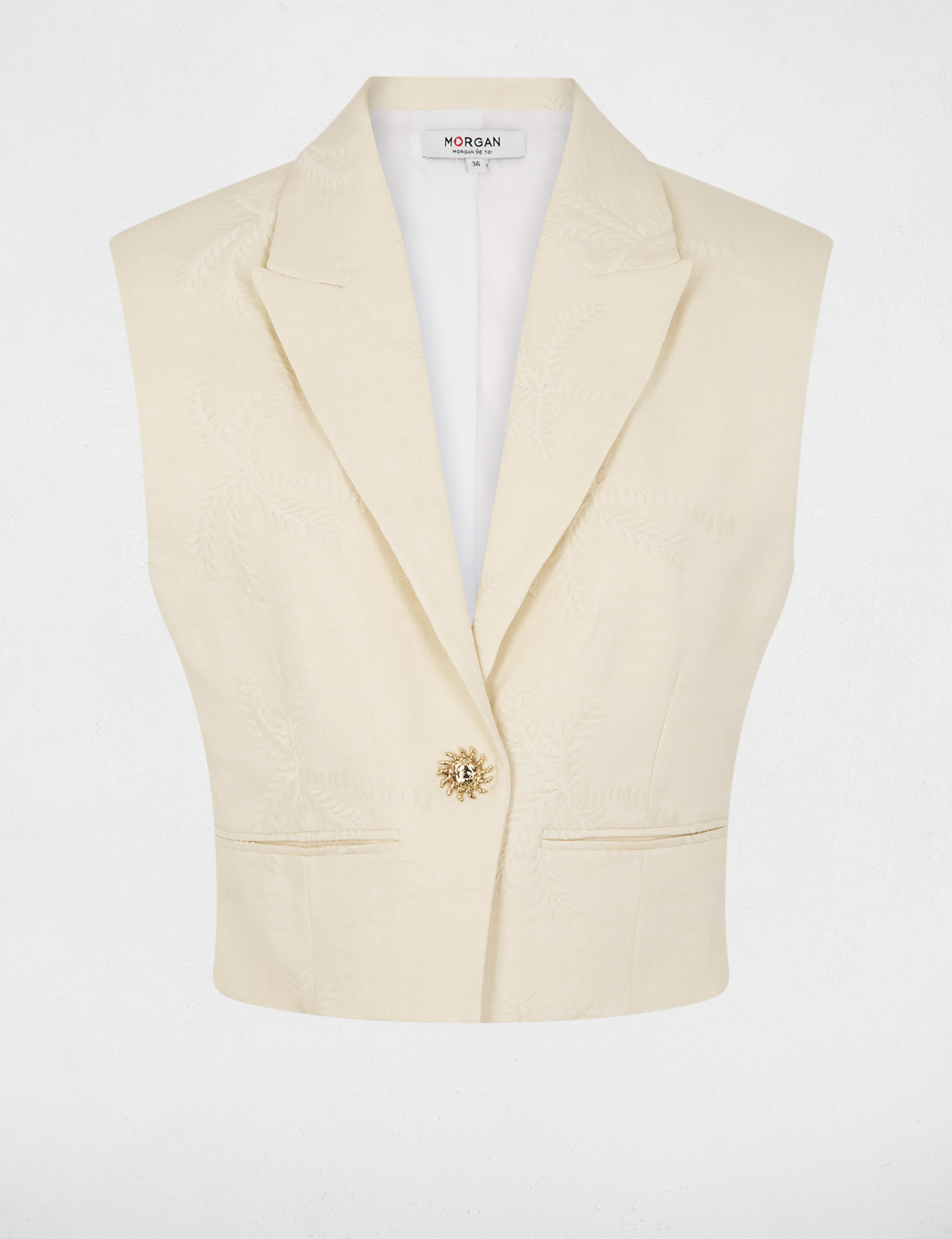 Sleeveless embroidered jacket cream women