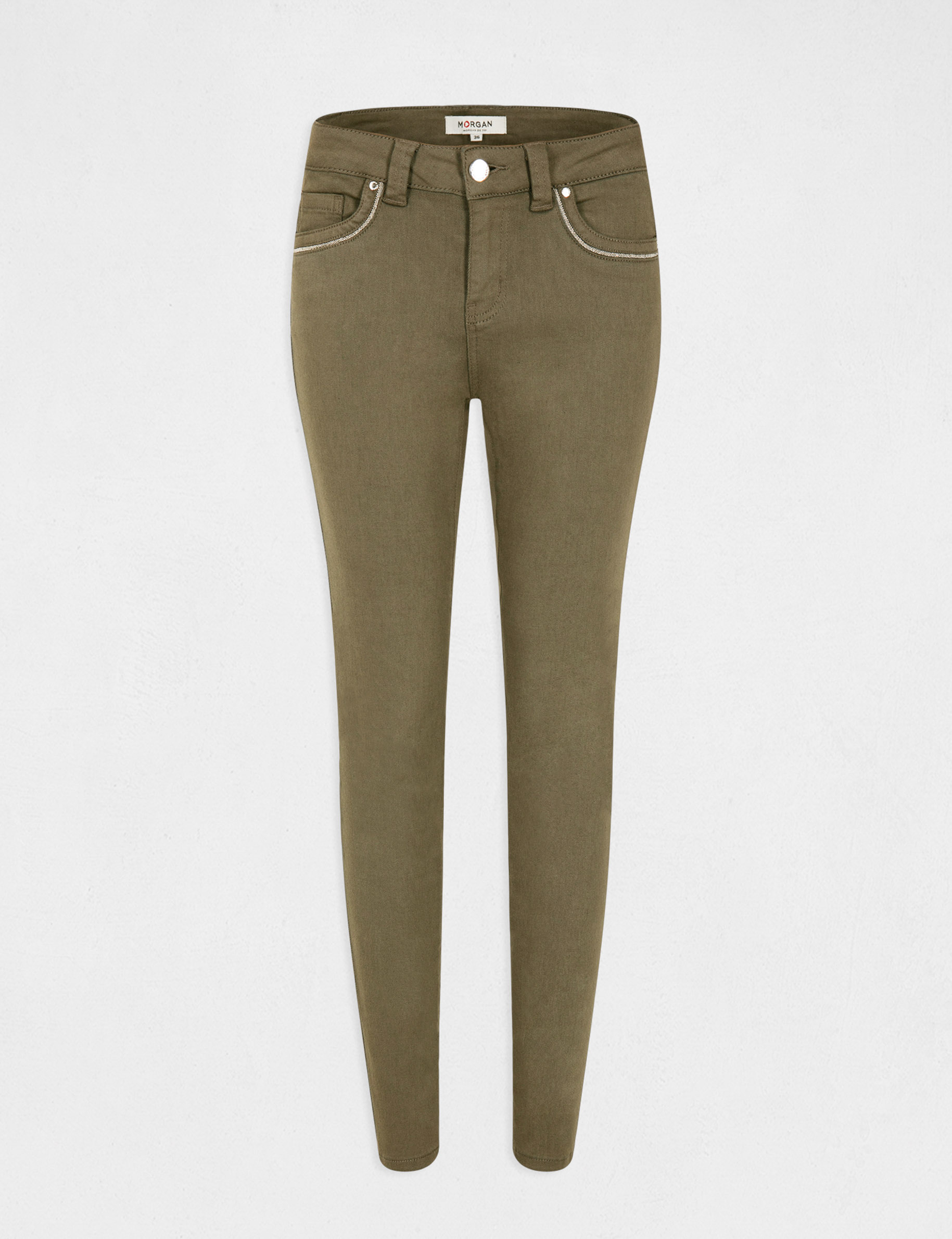 Slim trousers with jewelled details  ladies'