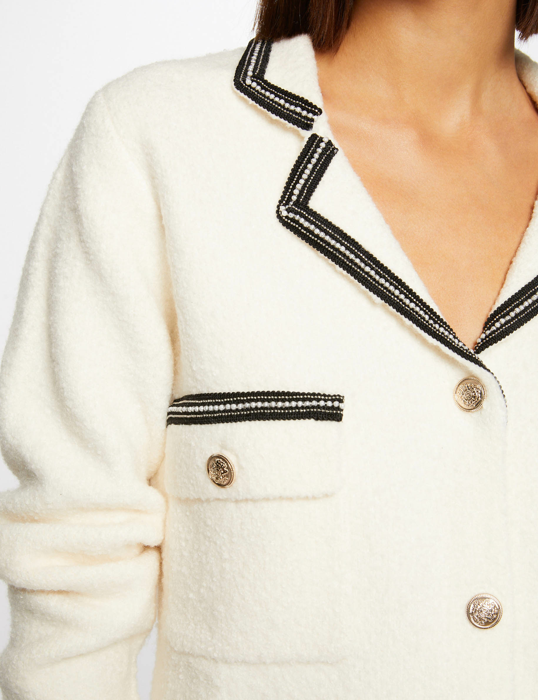 Long-sleeved cardigan jewelled details ivory ladies'