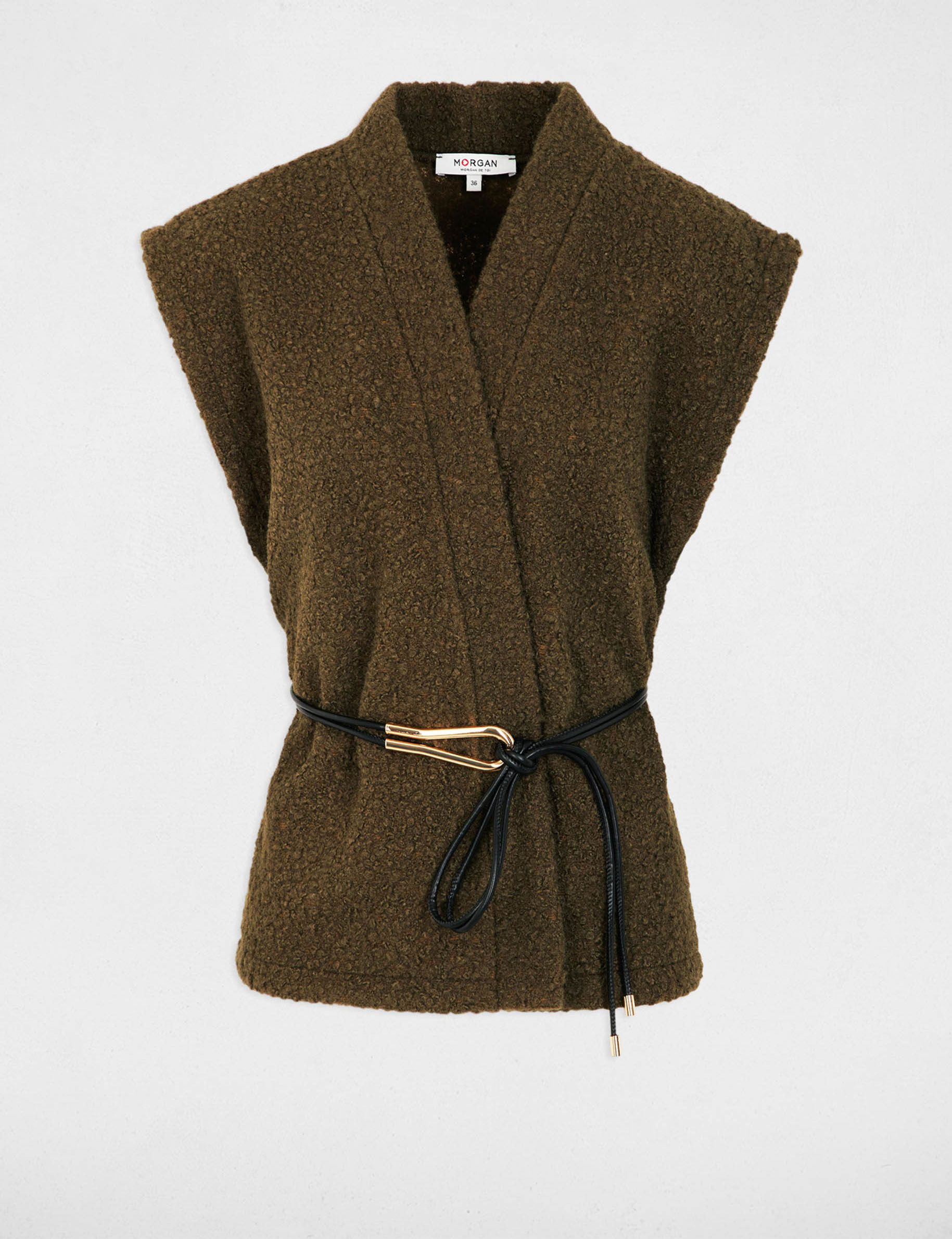 Sleeveless jacket khaki green women