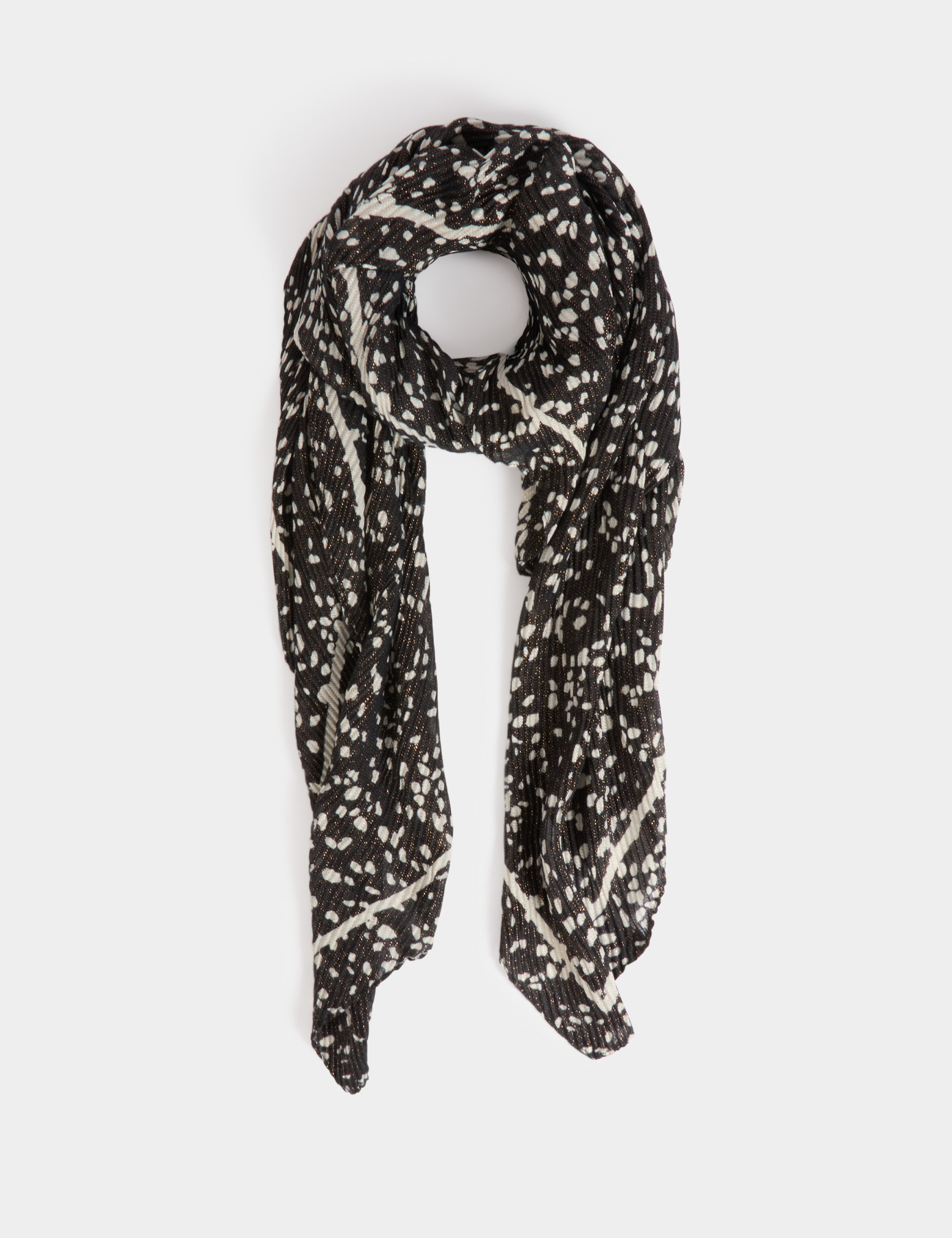 foulard plisse a pois noir femme Foulard plissé à pois noir femme