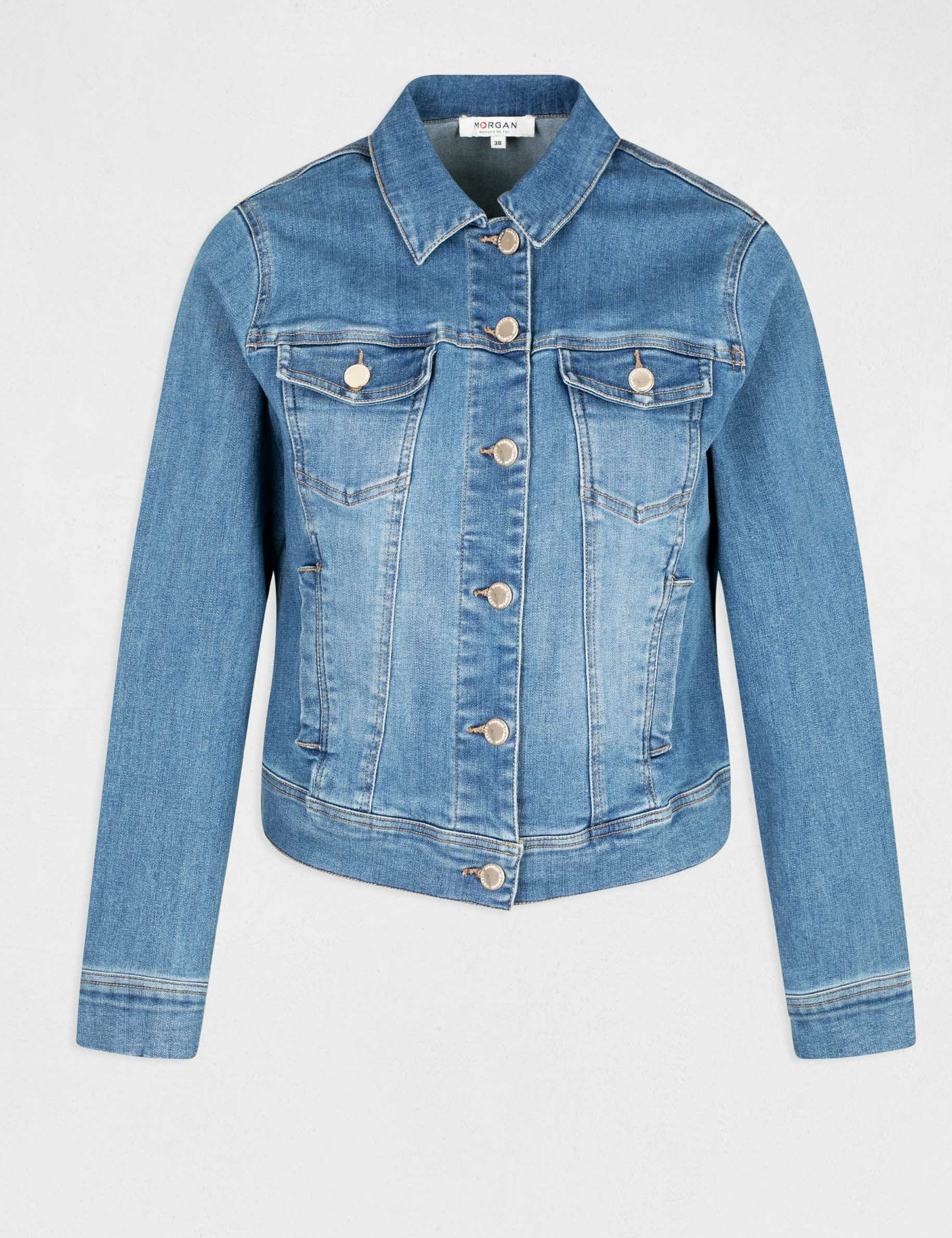 Stone denim jacket womens top