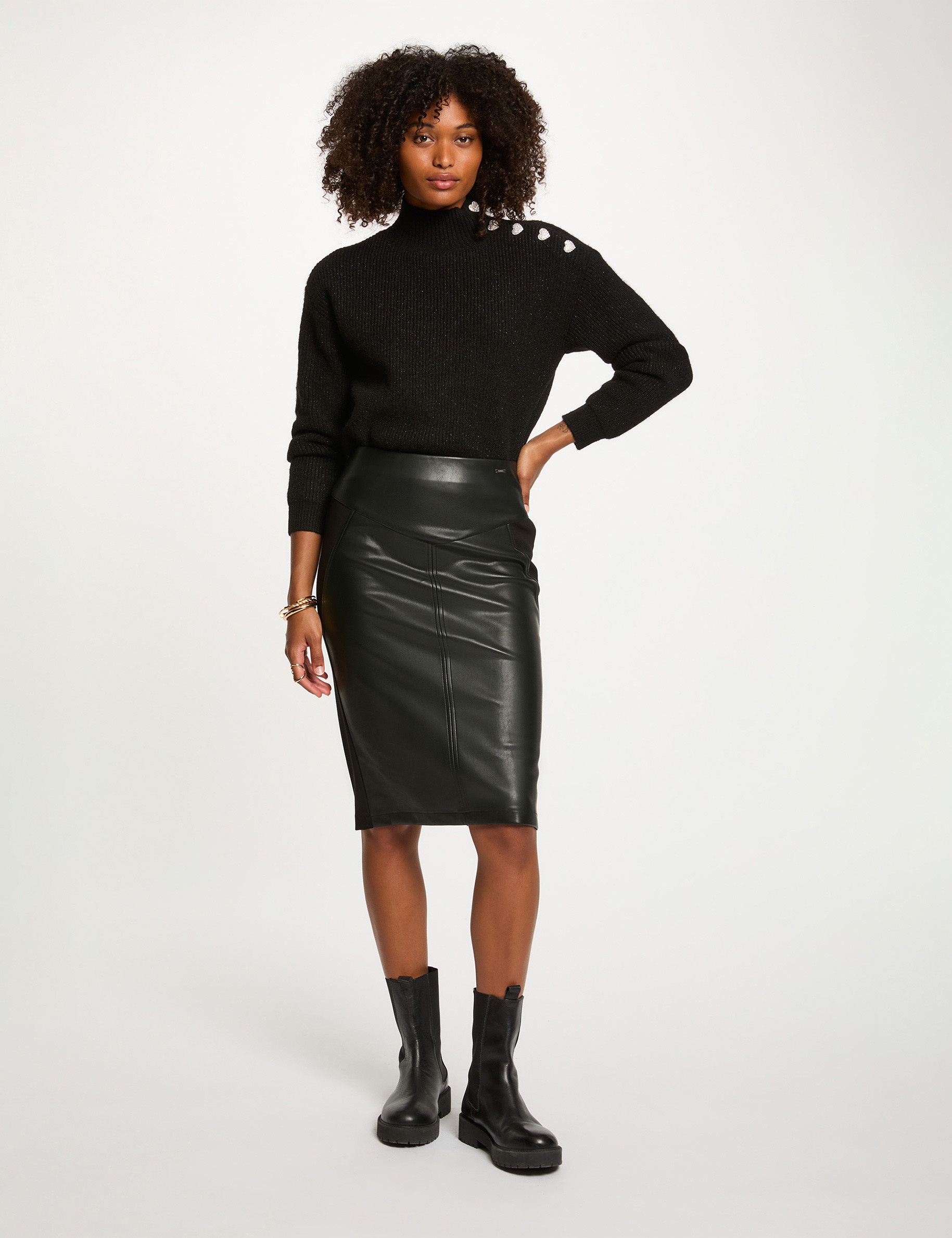 jupe ajustee similicuir noir femme Jupe ajustée similicuir noir femme
