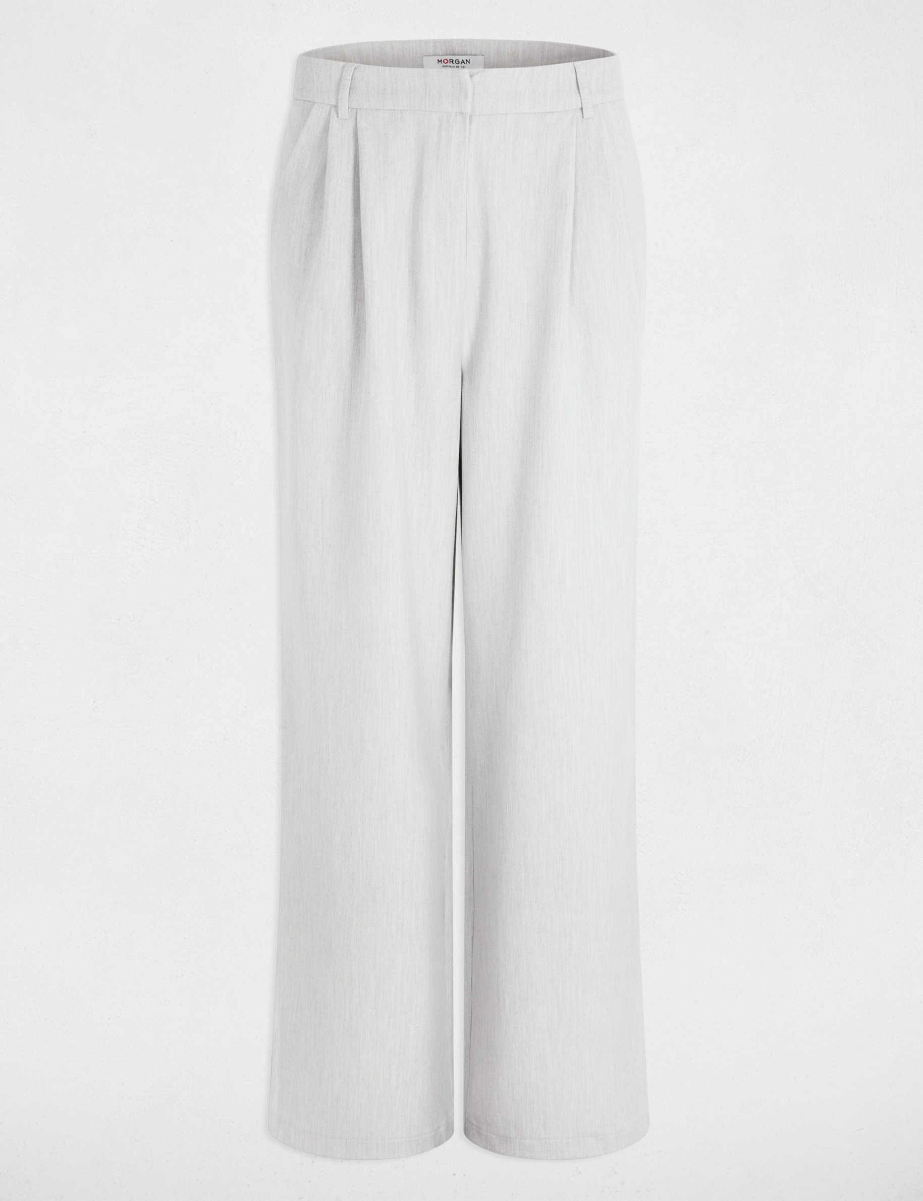 High-waisted wide-leg trousers light grey women