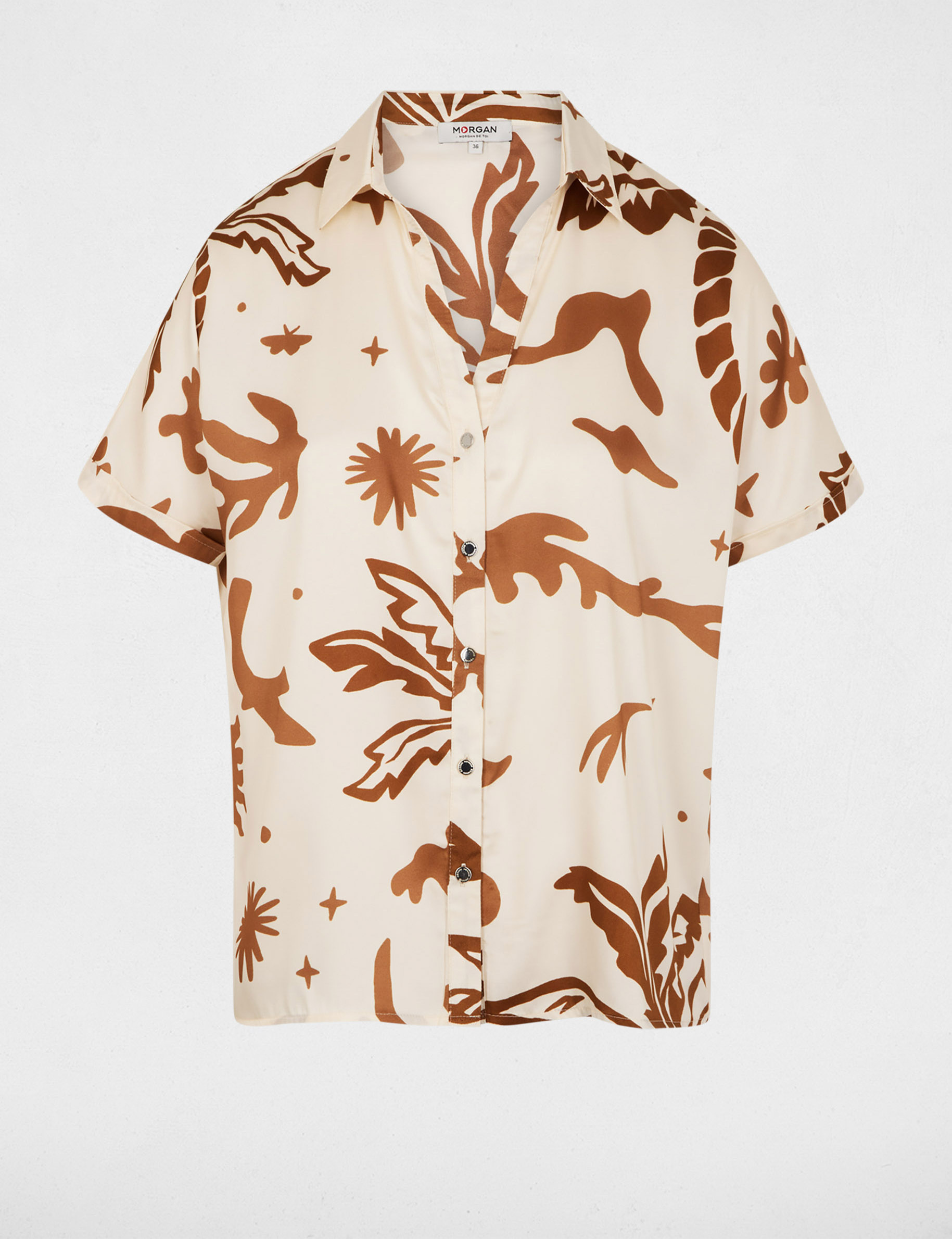 Satin short-sleeve shirt multicolor women