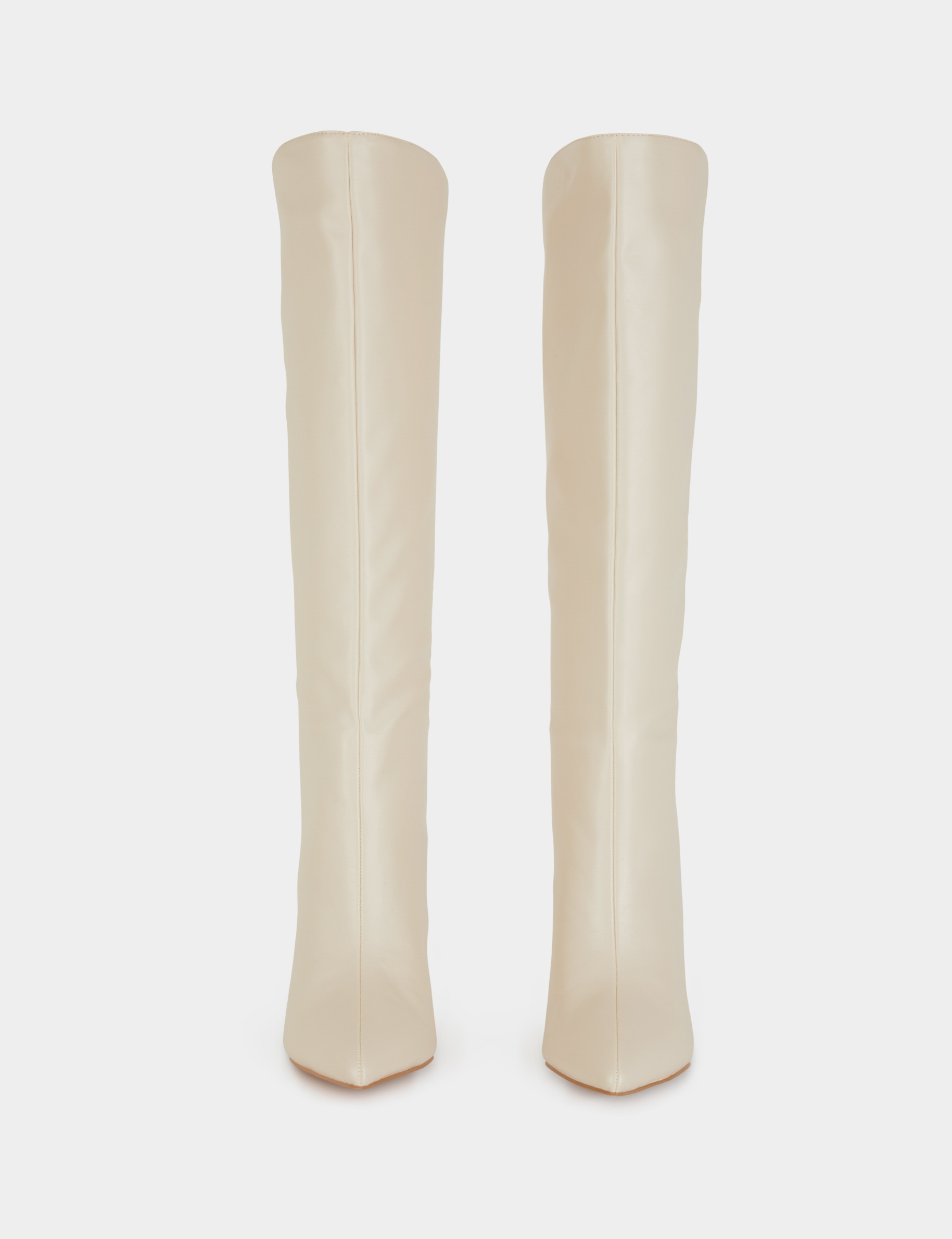 Leather high boots with stiletto heels ivory ladies'