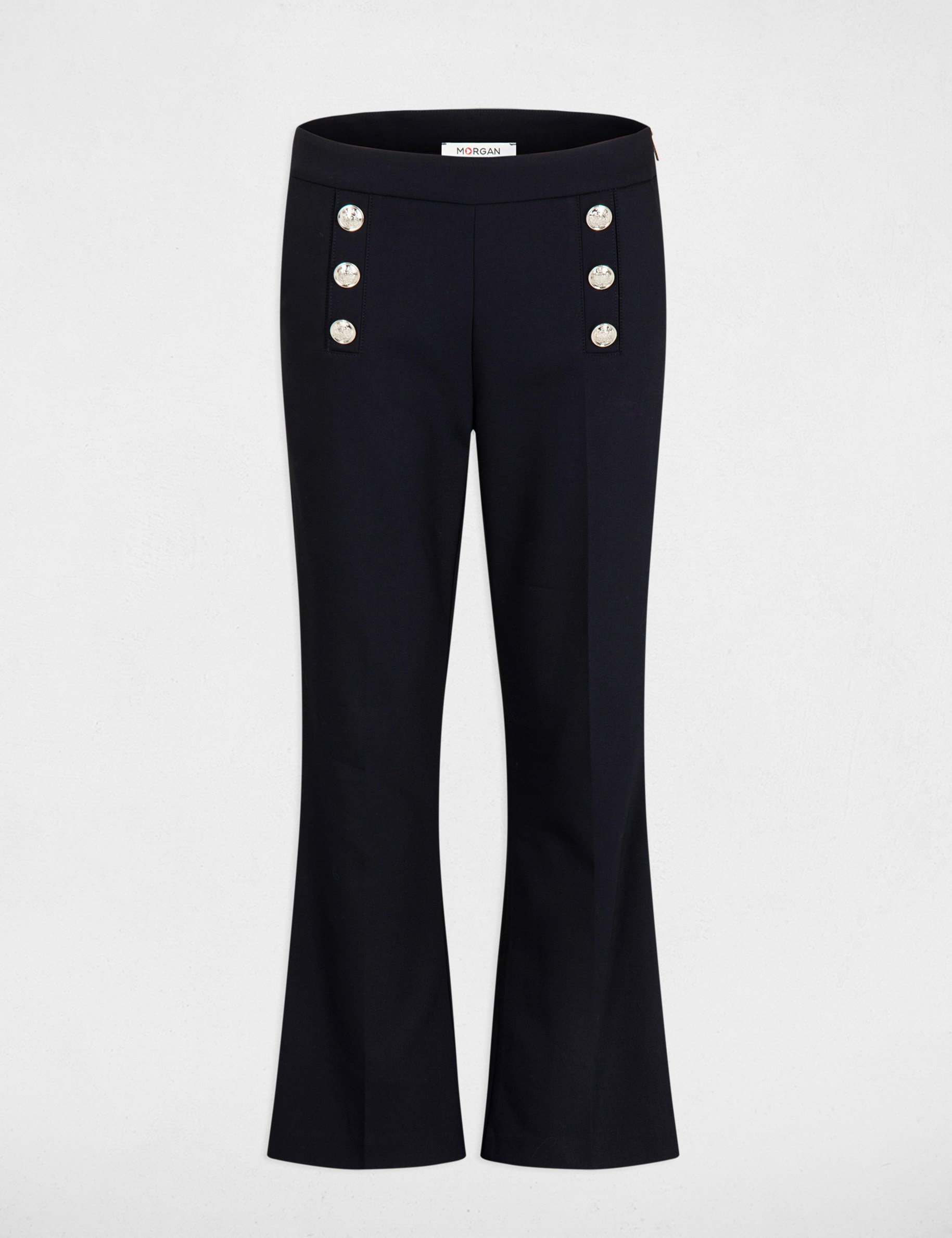 Flare trousers with buttons navy women