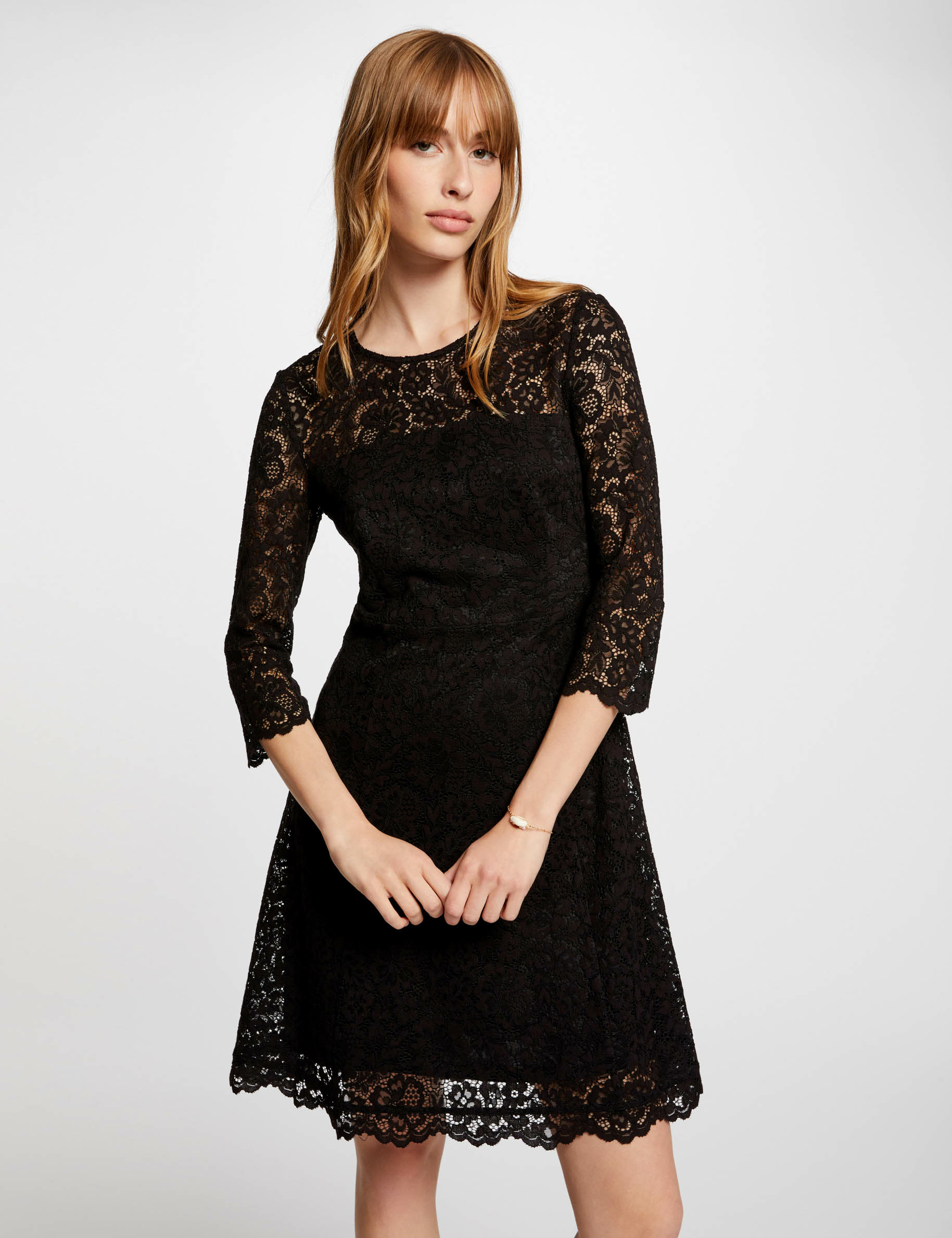 mini skater lace dress black women Mini skater lace dress black women