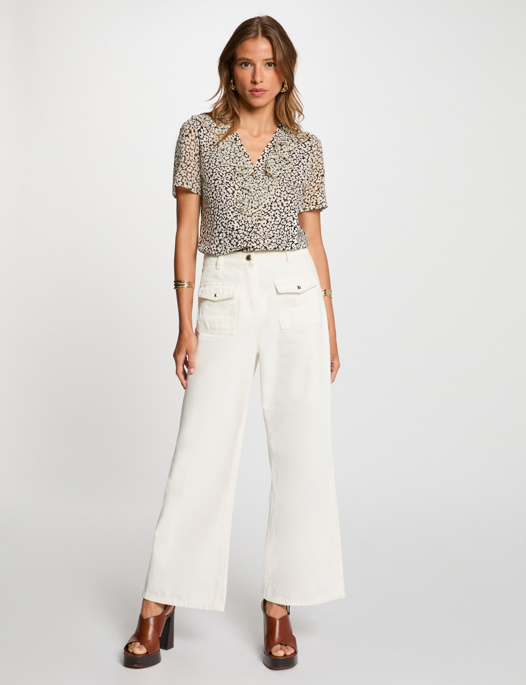short sleeved blouse white women Short-sleeved blouse white women