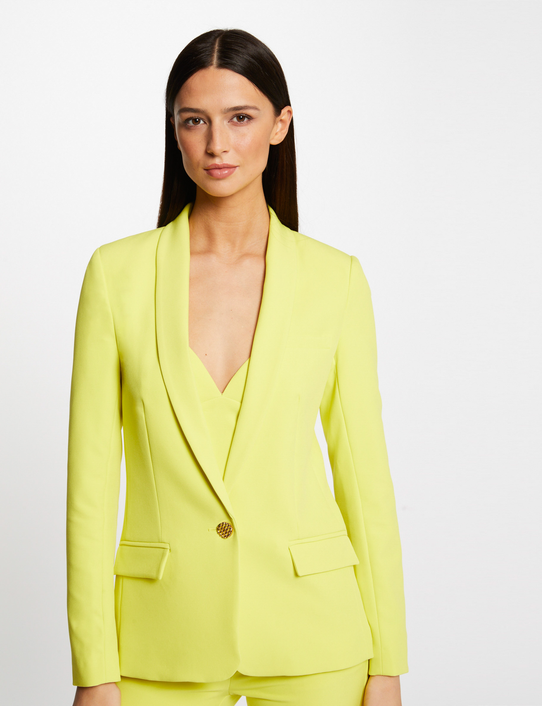 Buttoned waisted jacket yellow ladies' Buttoned waisted jacket yellow ladies'