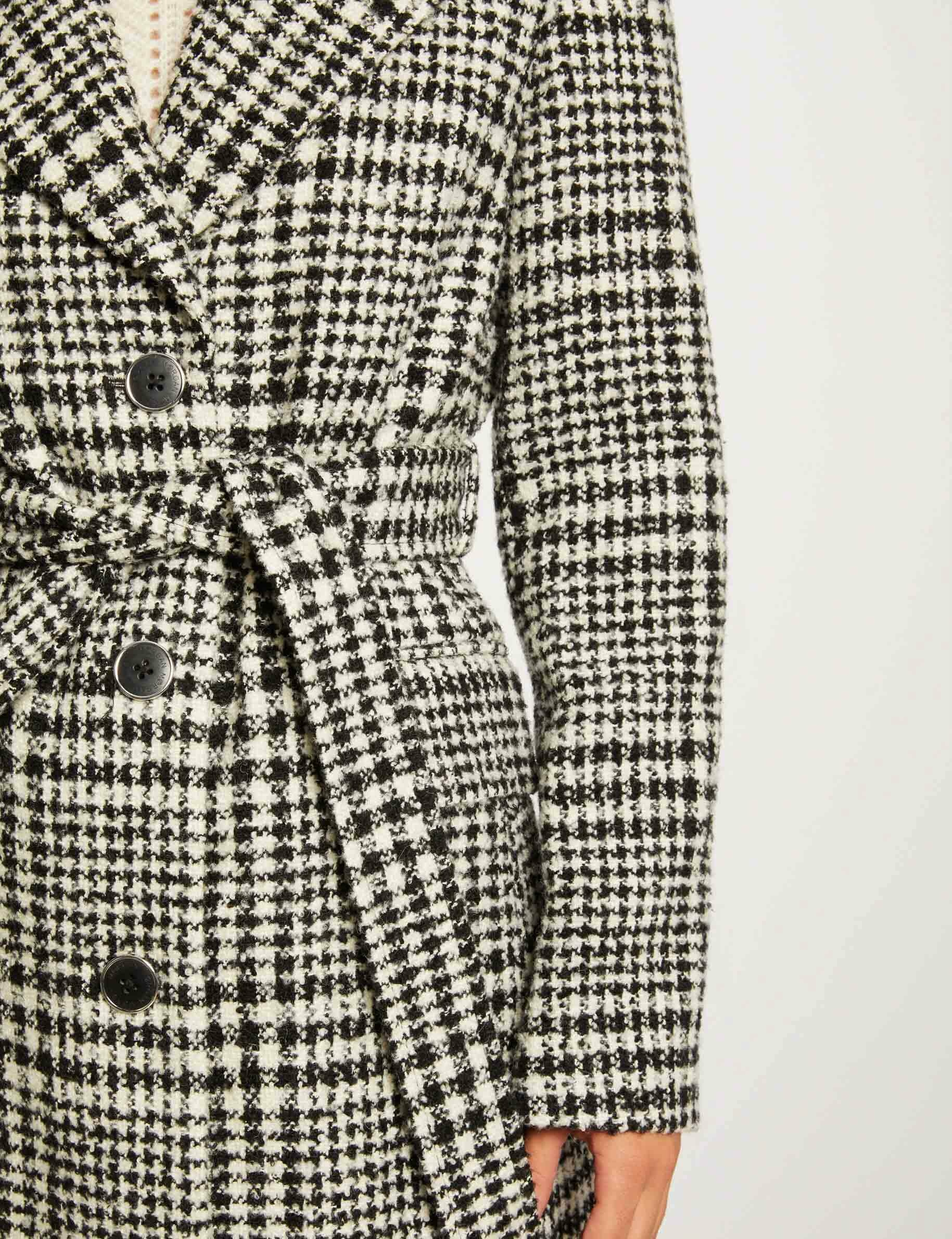 Straight belted printed coat ecru ladies'