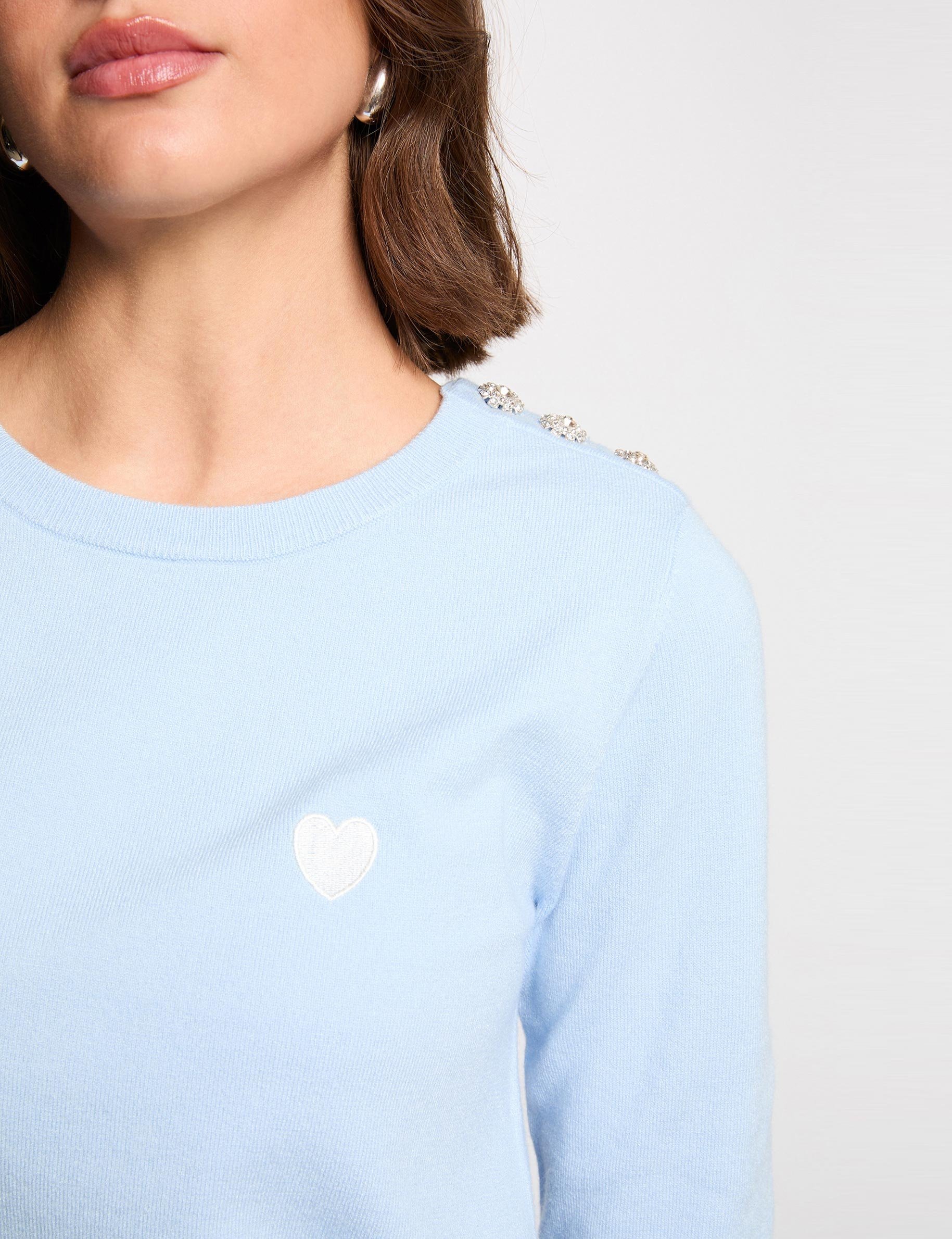 Jumper round neck and buttons sky blue women