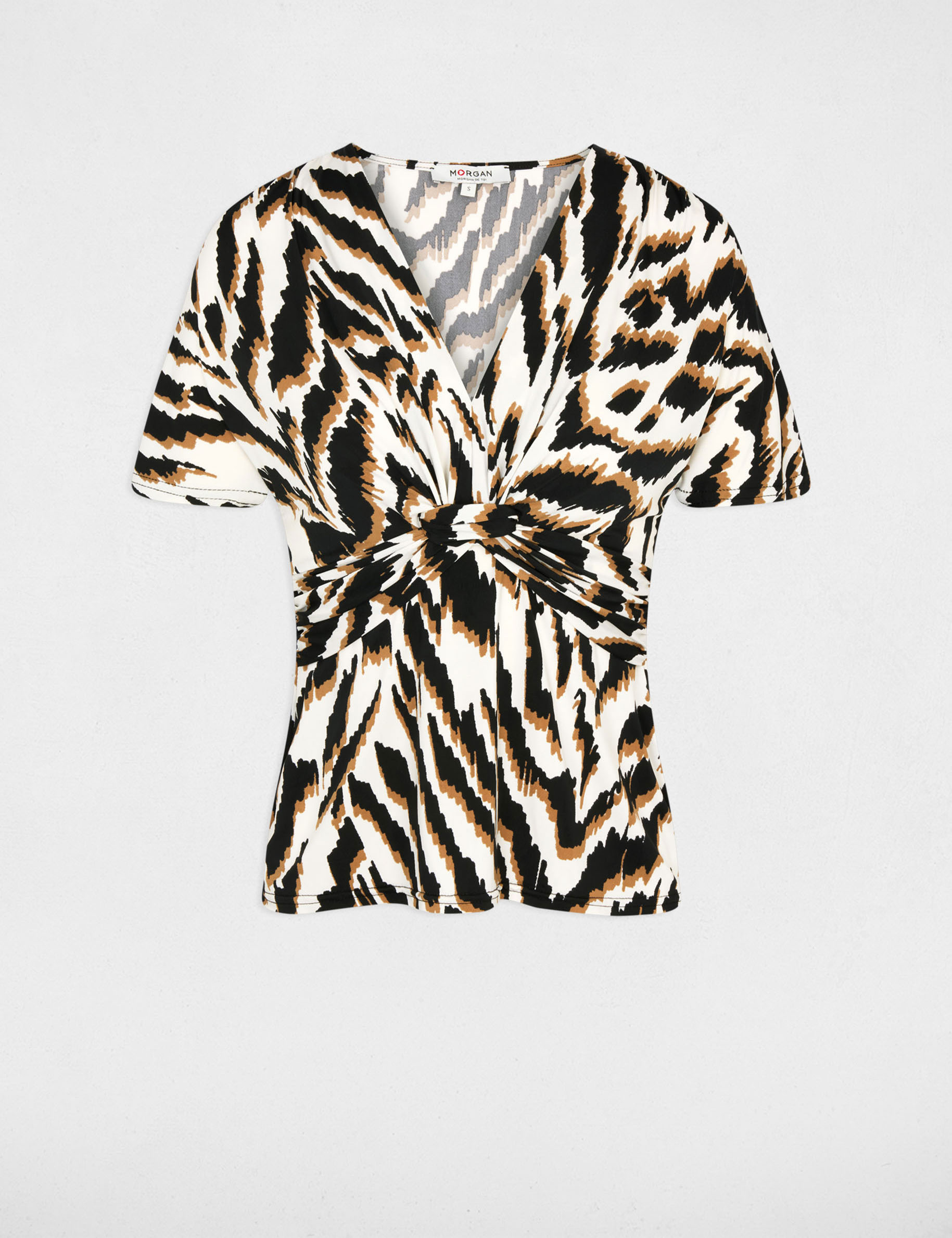 Fitted v-neck t-shirt multicolor women