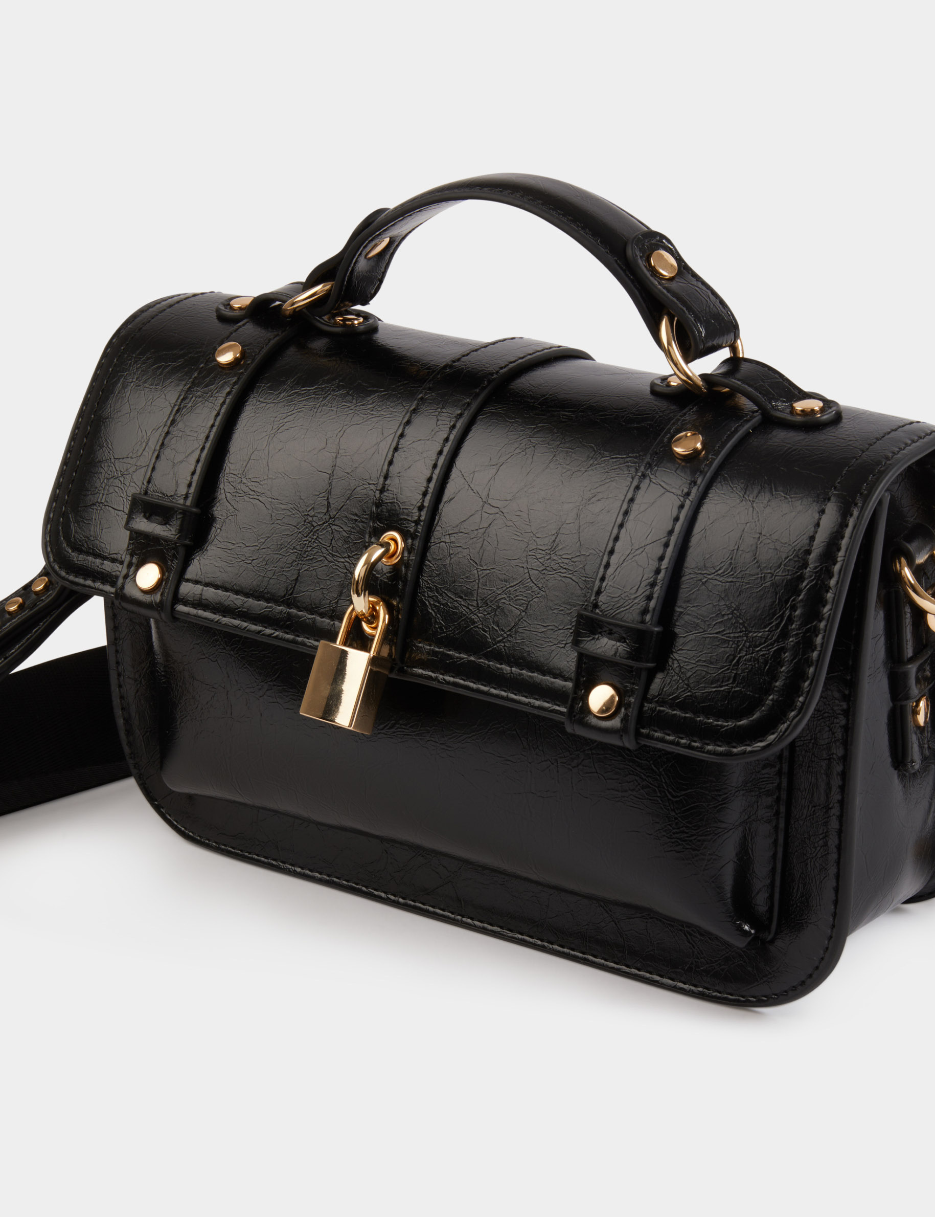 Studded satchel bag black women
