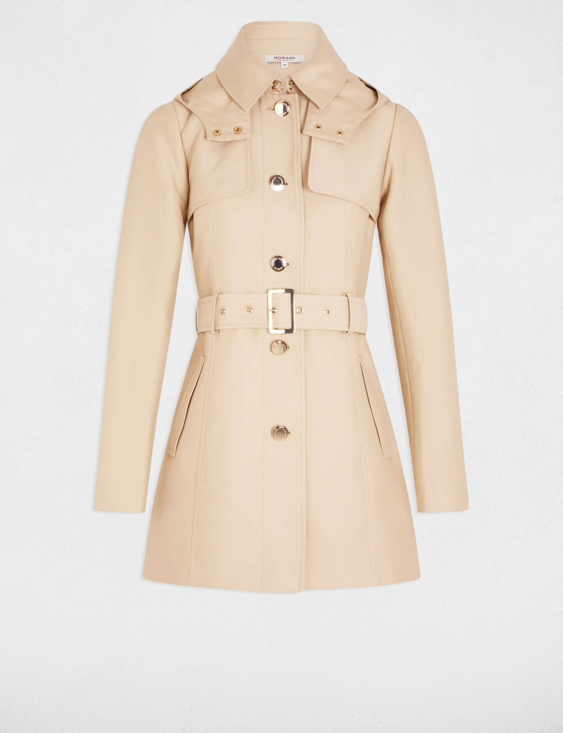 belted mid length trenchcoat sand women Belted mid-length trenchcoat sand women