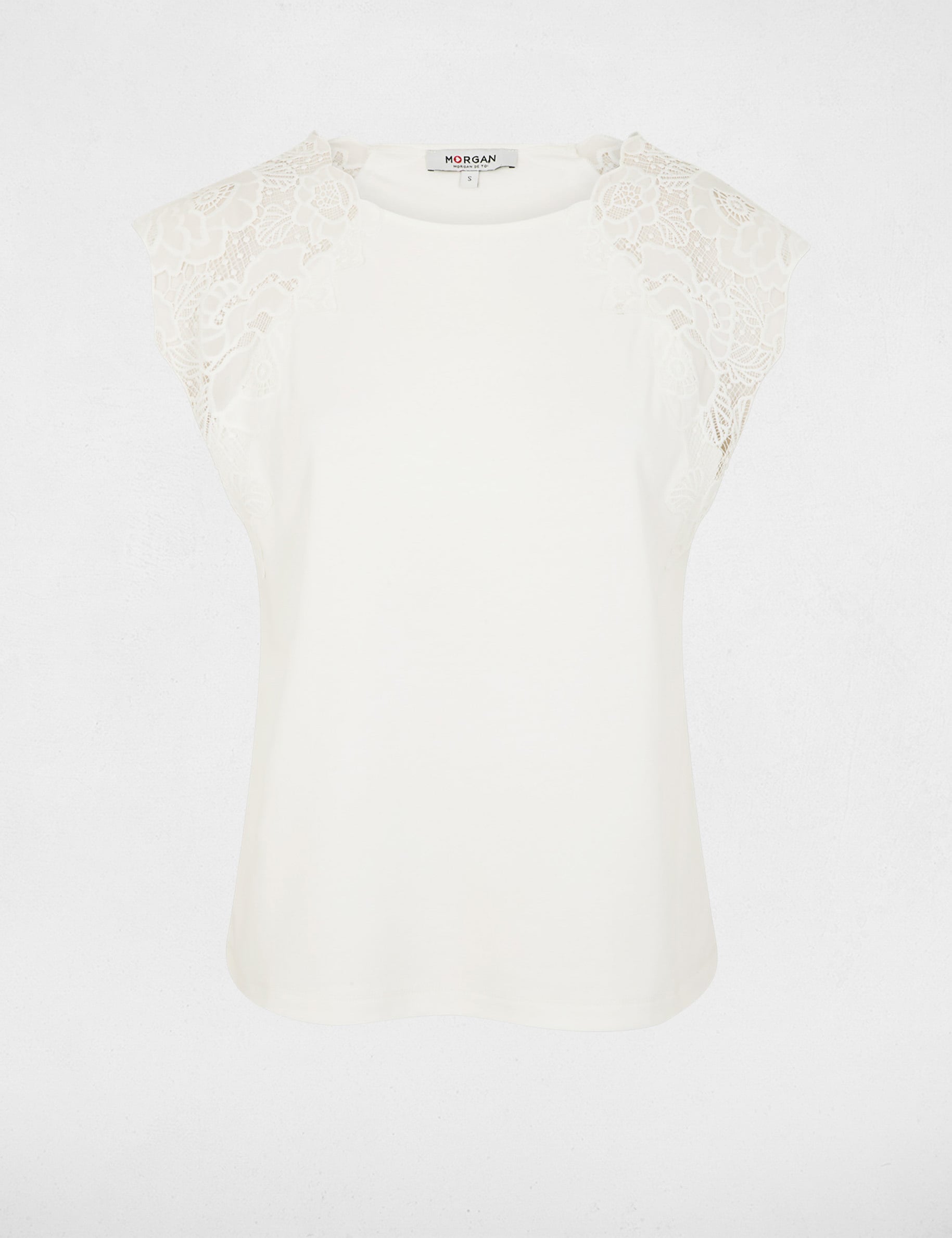 Sleeveless lace top white women