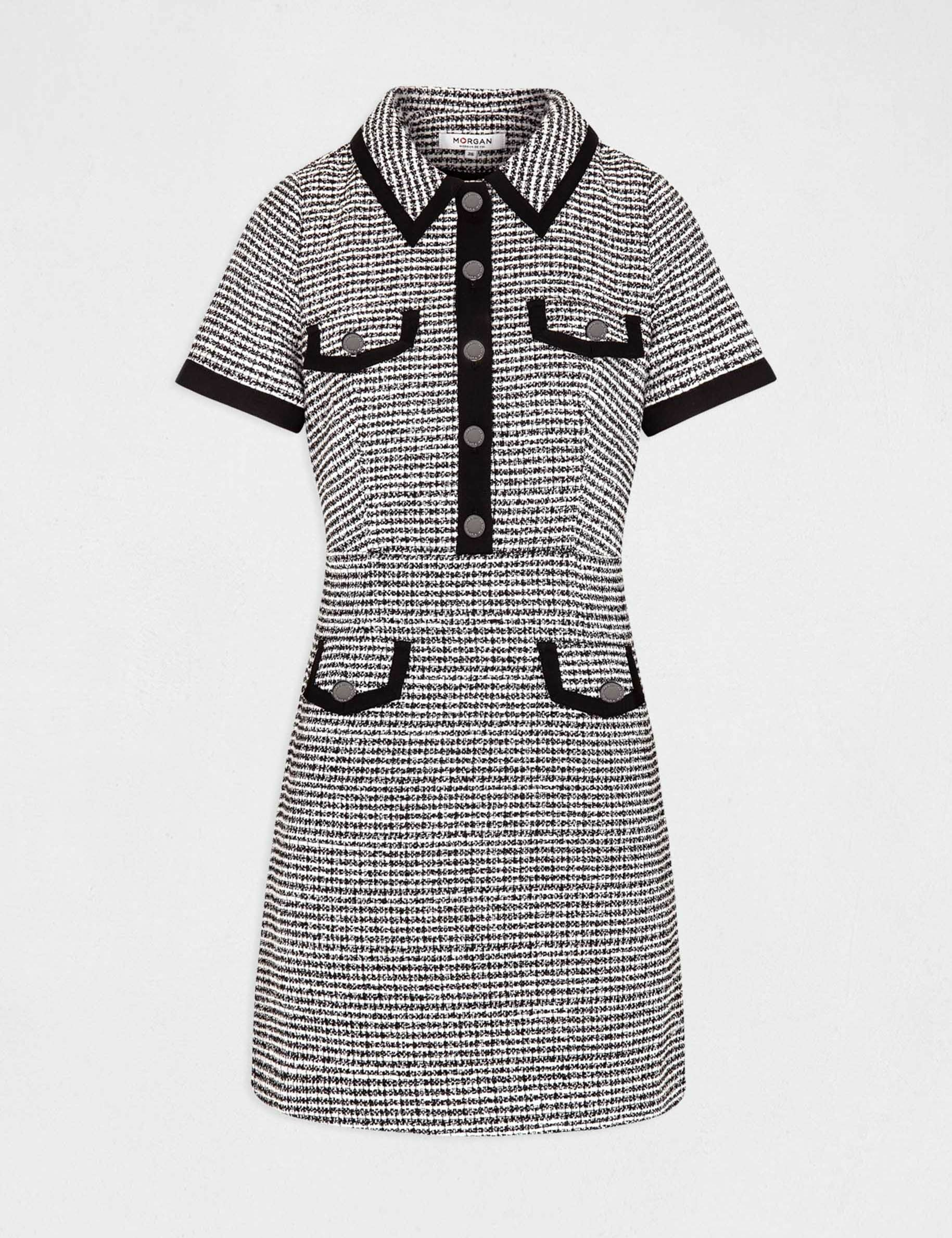 Straight dress with polo collar black ladies'