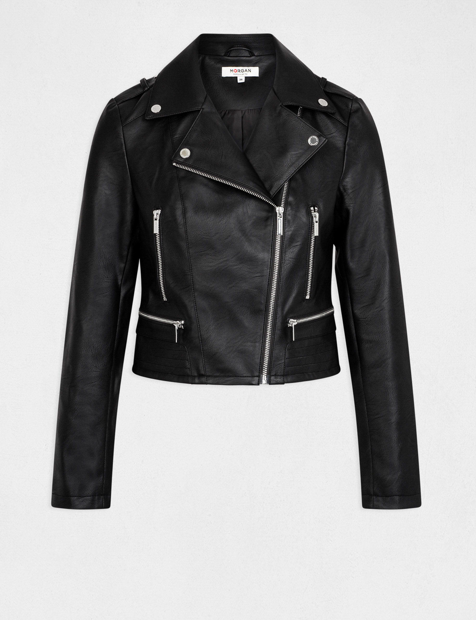 Straight jacket notched lapel collar black ladies' Straight jacket notched lapel collar black ladies'