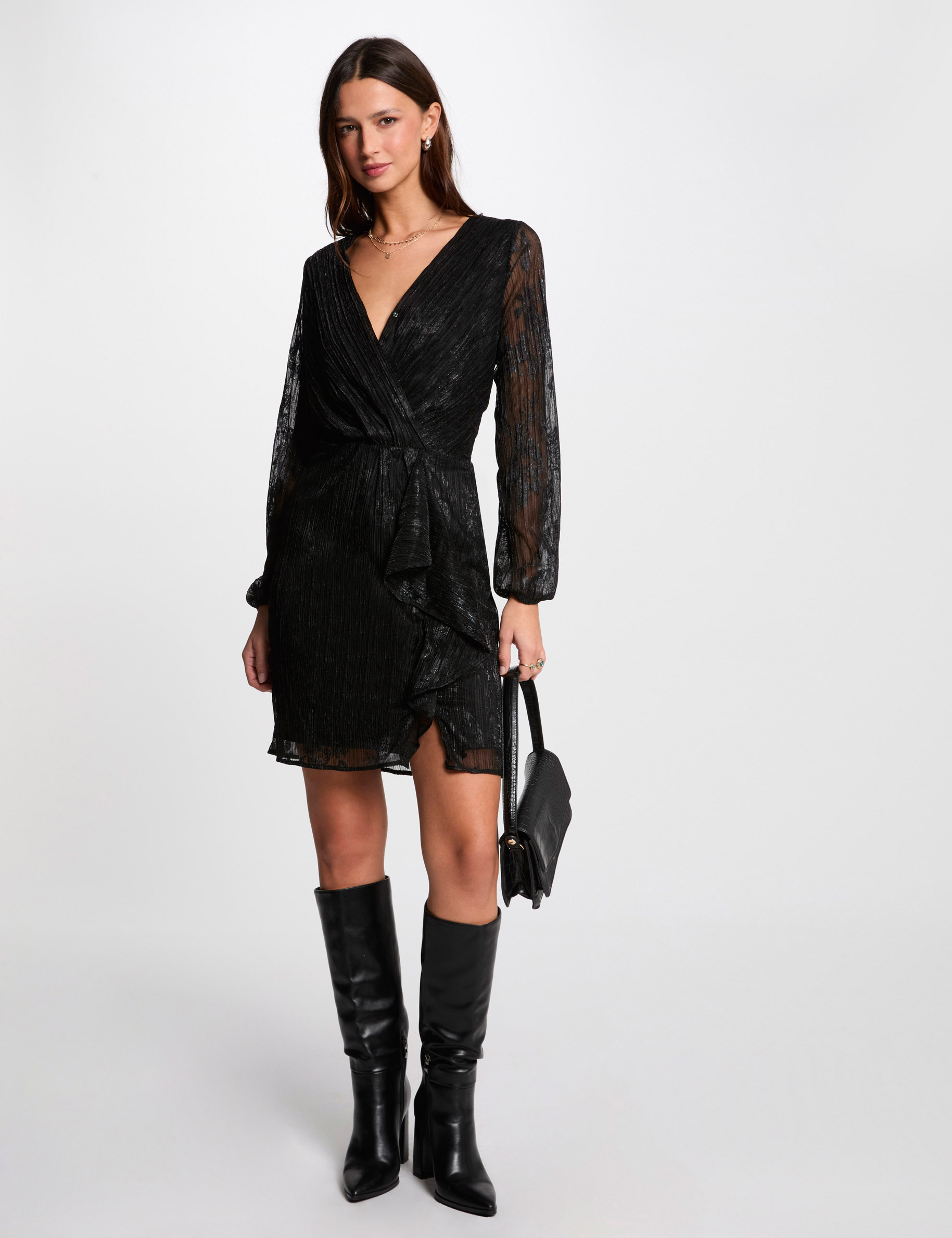Robe courte ajustee noir femme Morgan