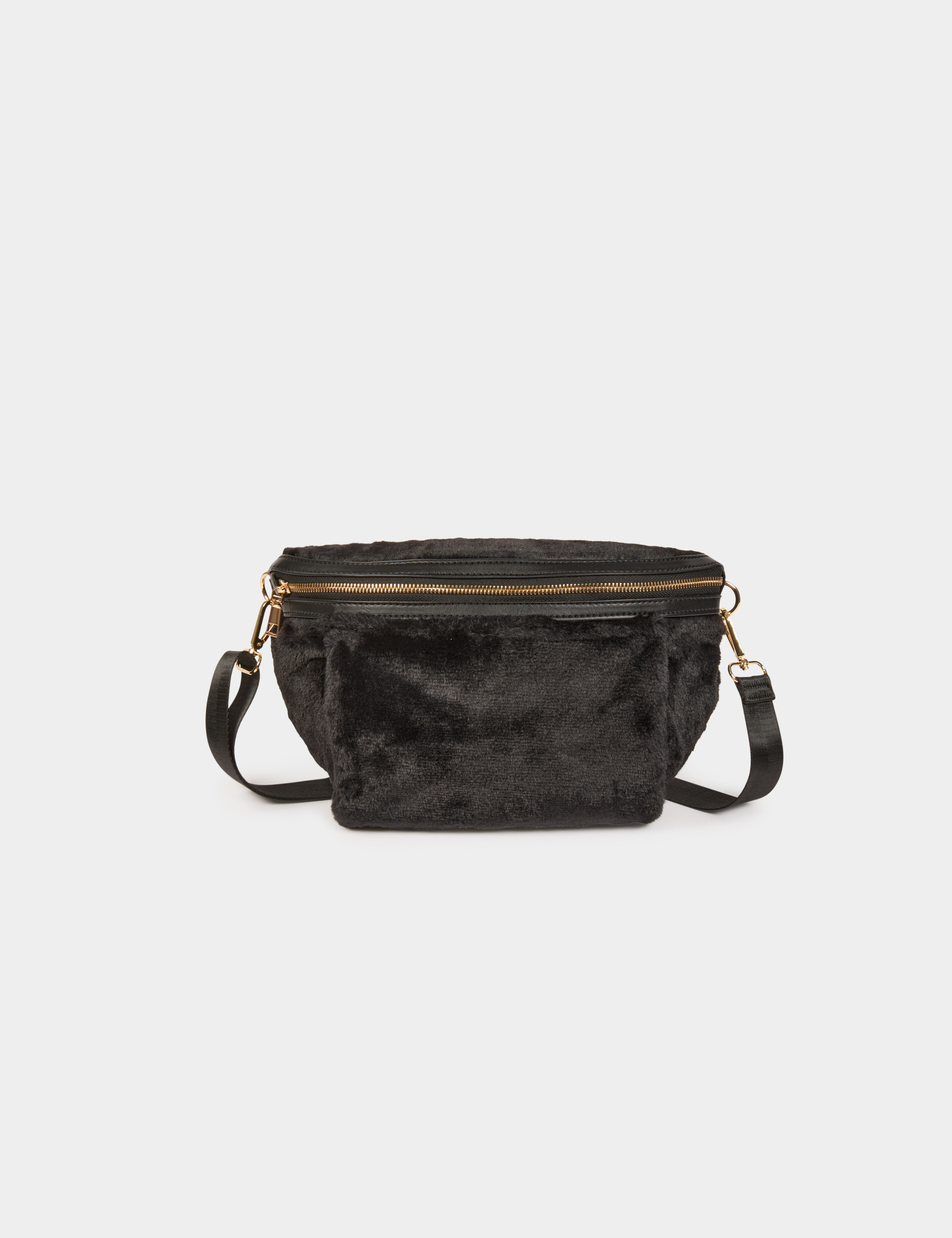 Faux fur bum bag black women