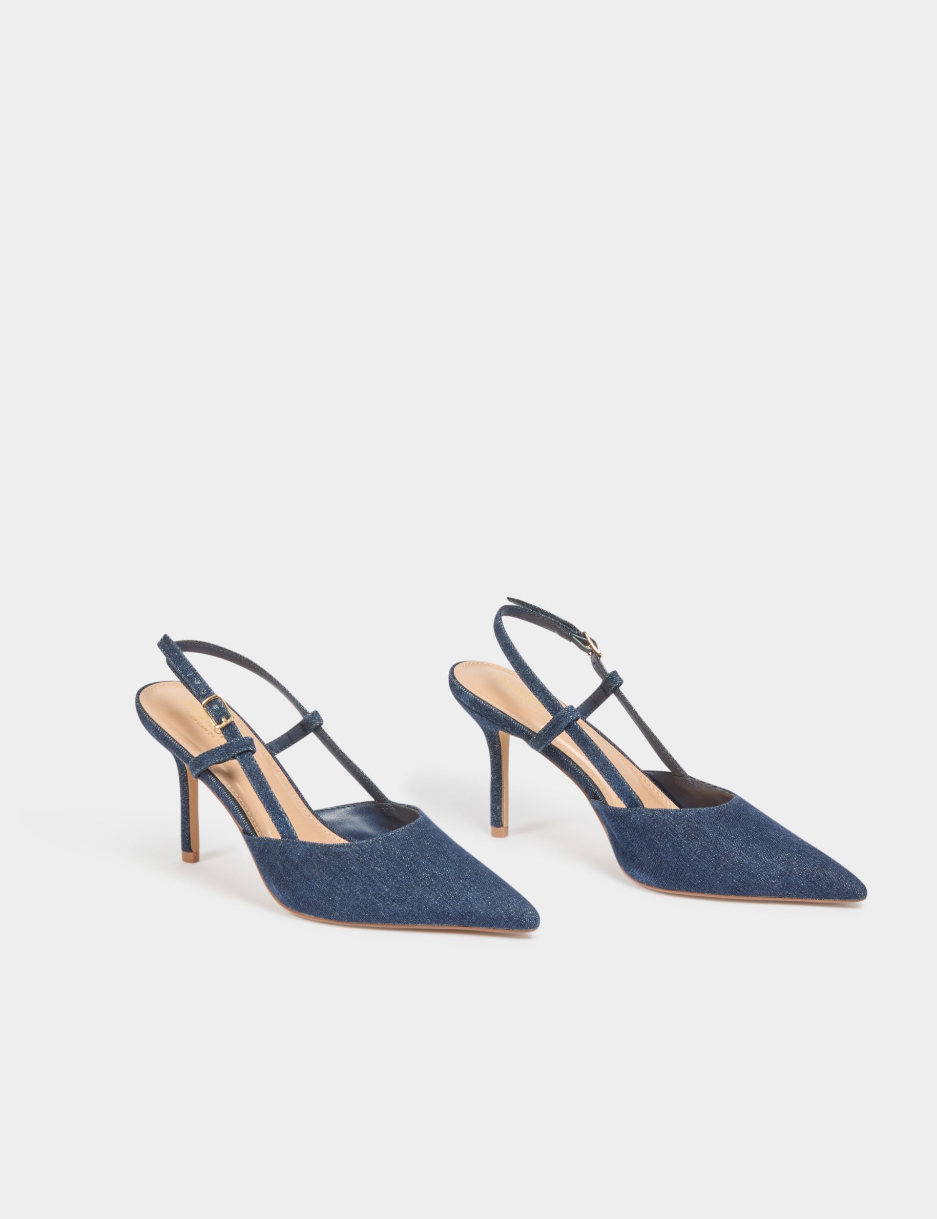 Slingback heels stone wash denim women