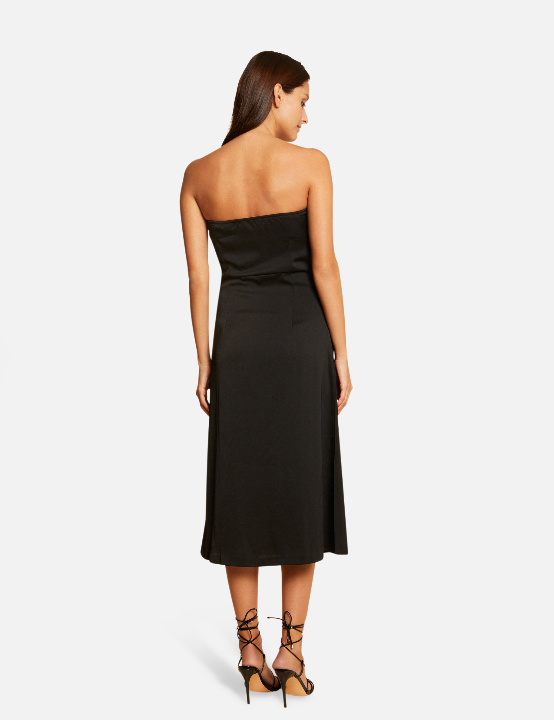 Sleeveless midi A-line dress black ladies'
