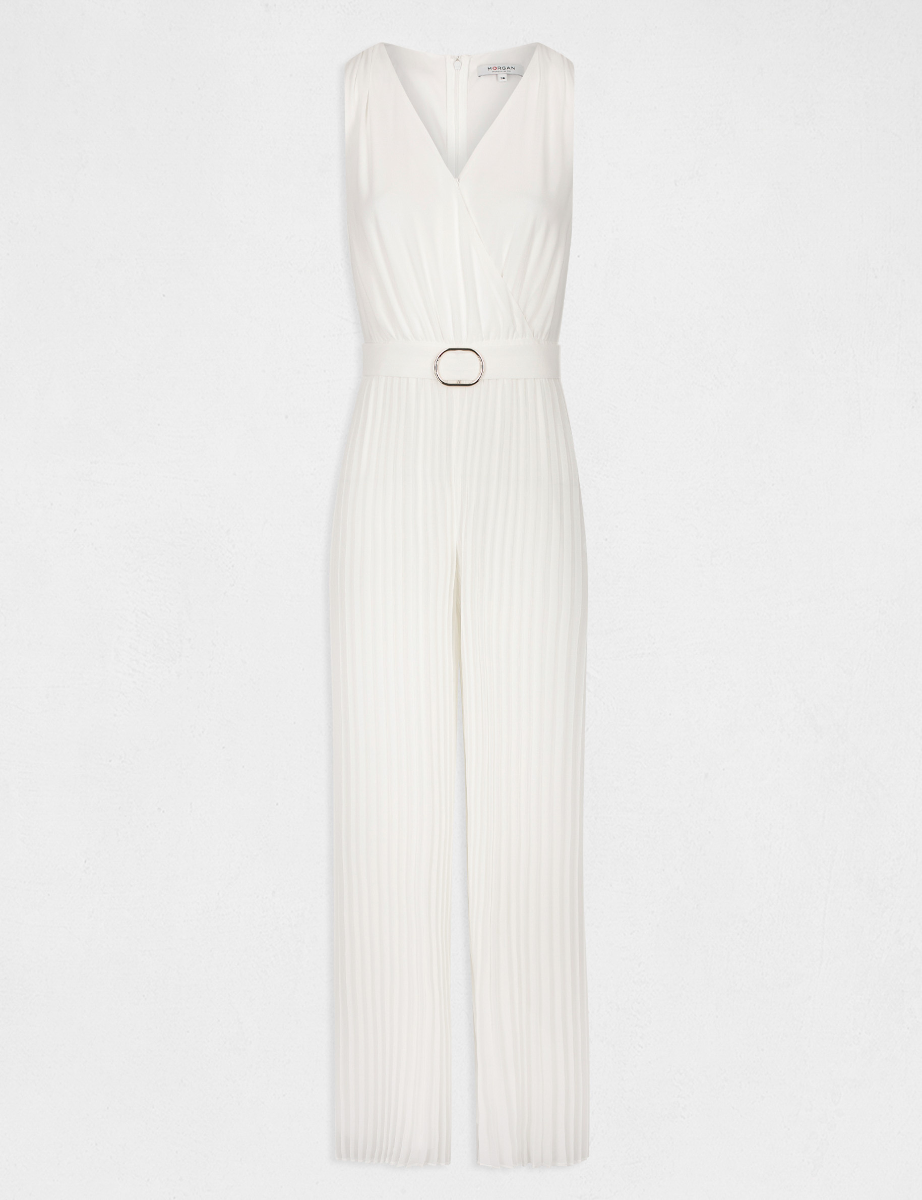 loose jumpsuit with pleated legs ecru women Loose jumpsuit with pleated legs ecru women