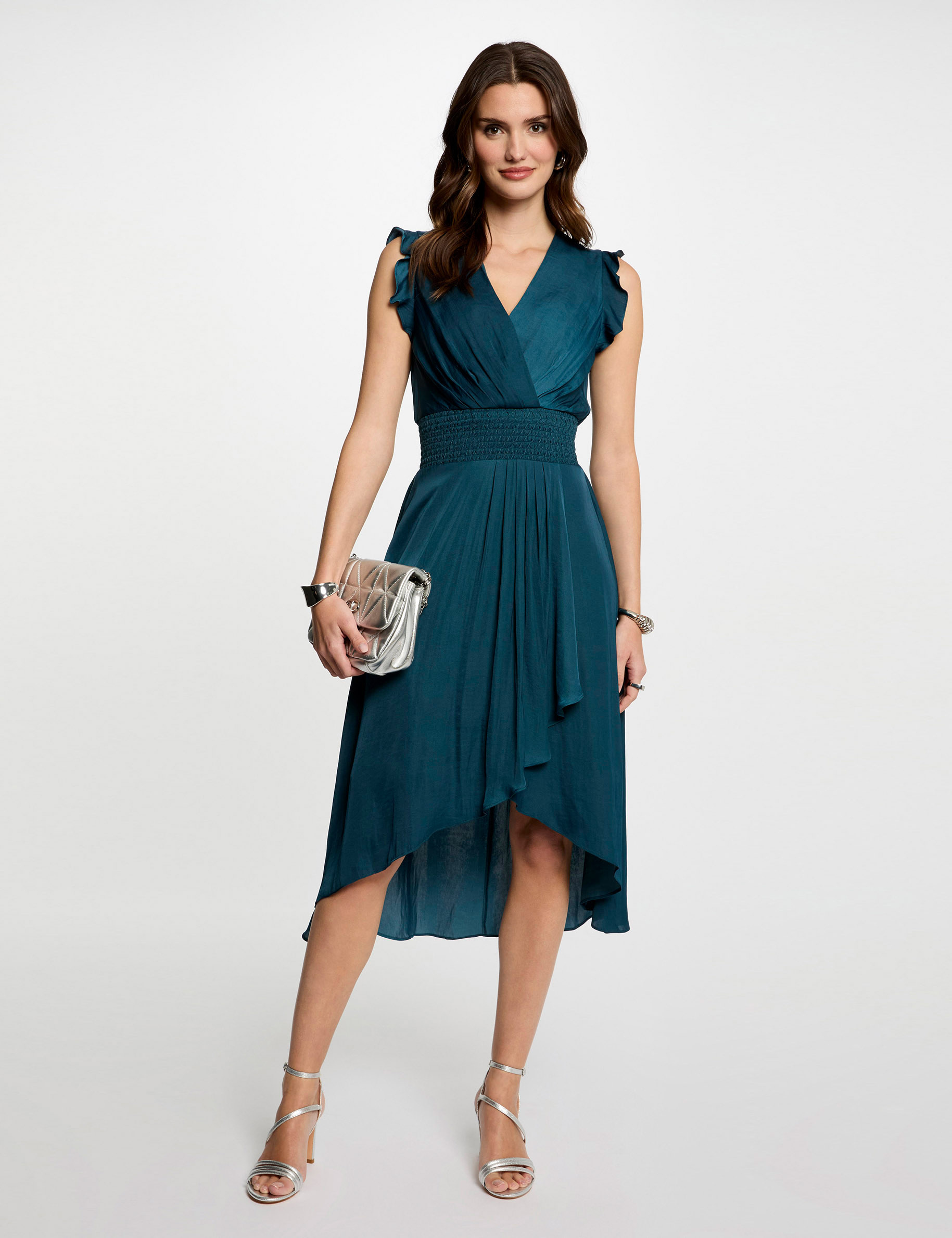 robe droite fluide sans manches bleu petrole femme Robe droite fluide sans manches bleu pétrole femme