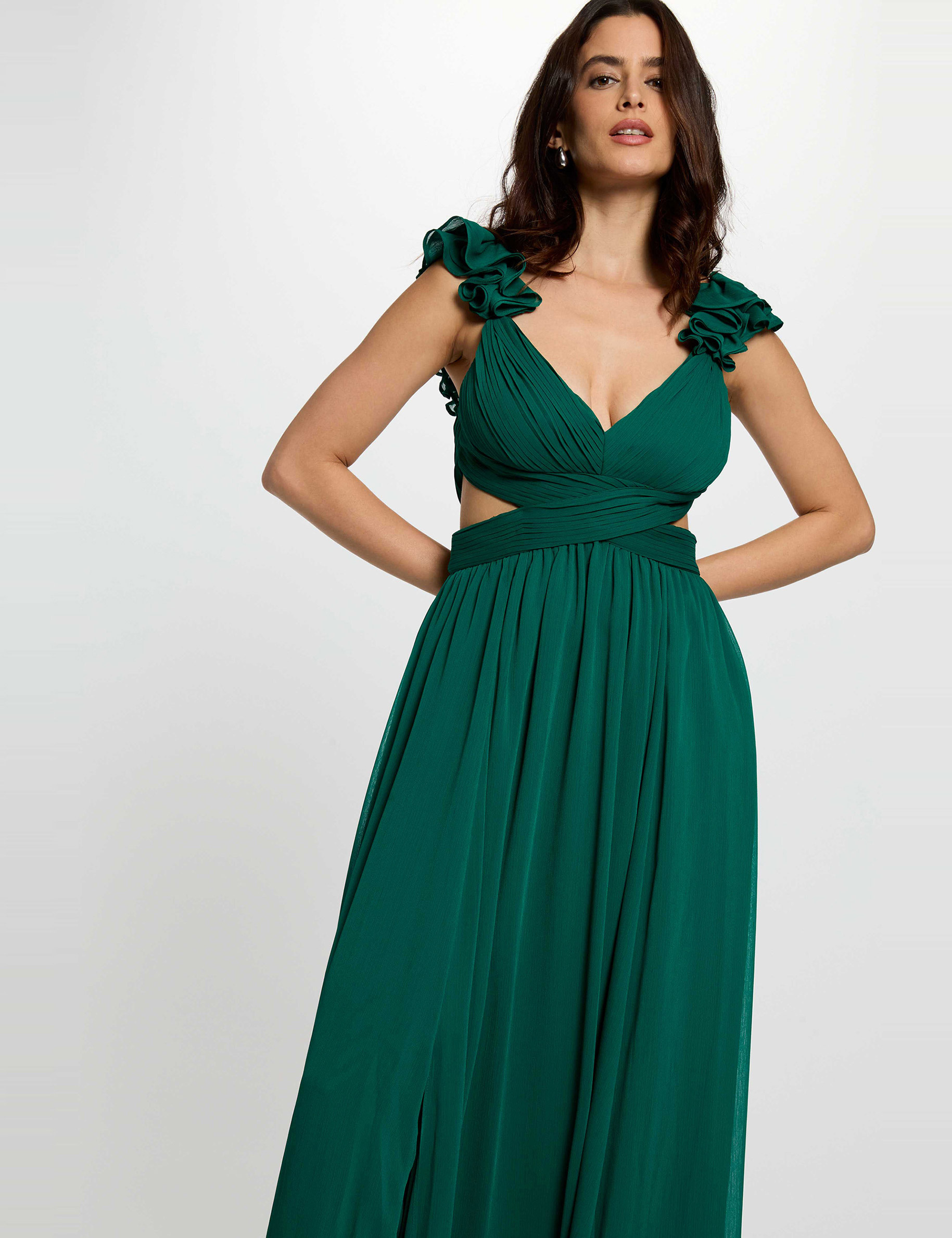Maxi loose straight dress green women