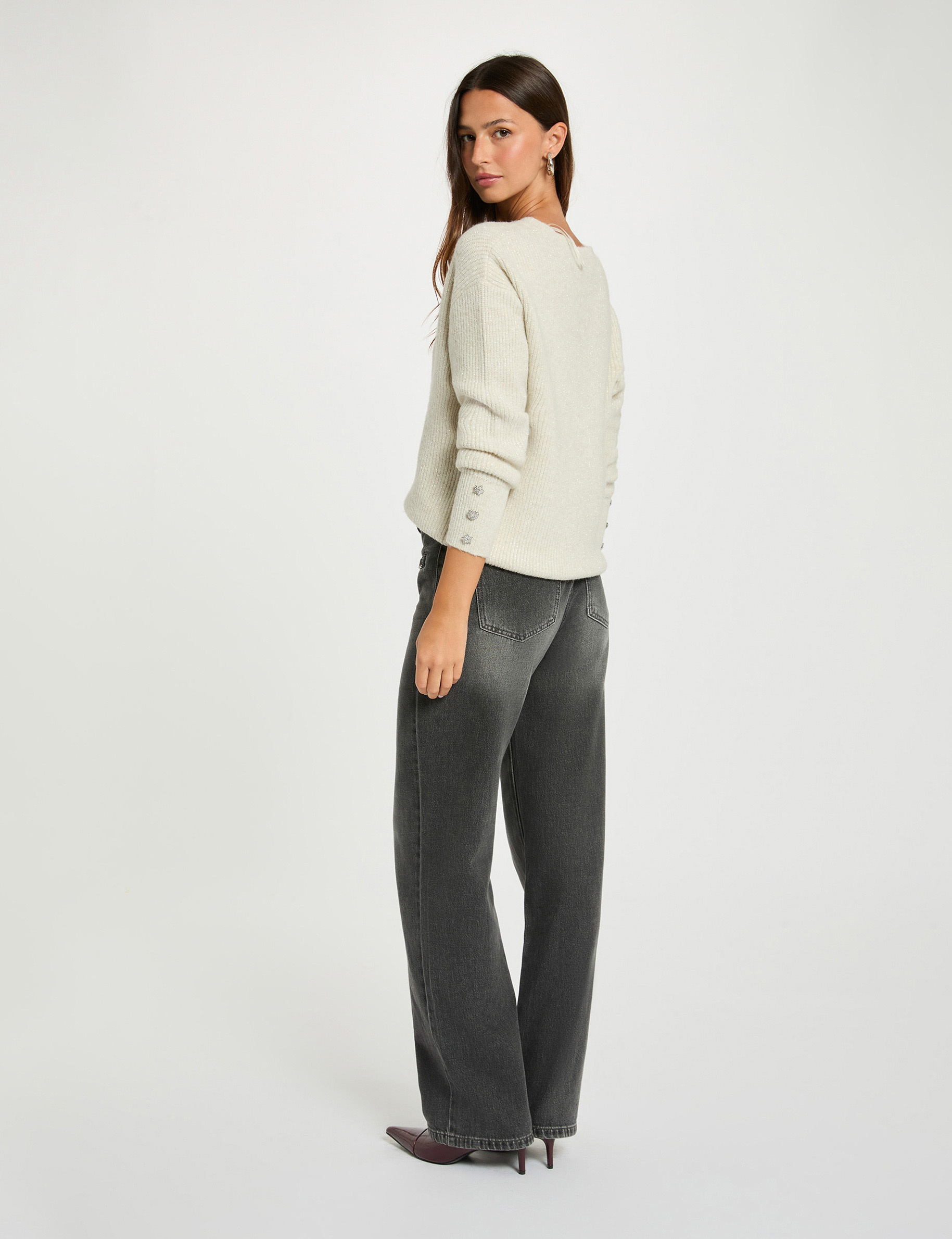 oversized v neck jumper ivory women Oversized V-neck jumper ivory women