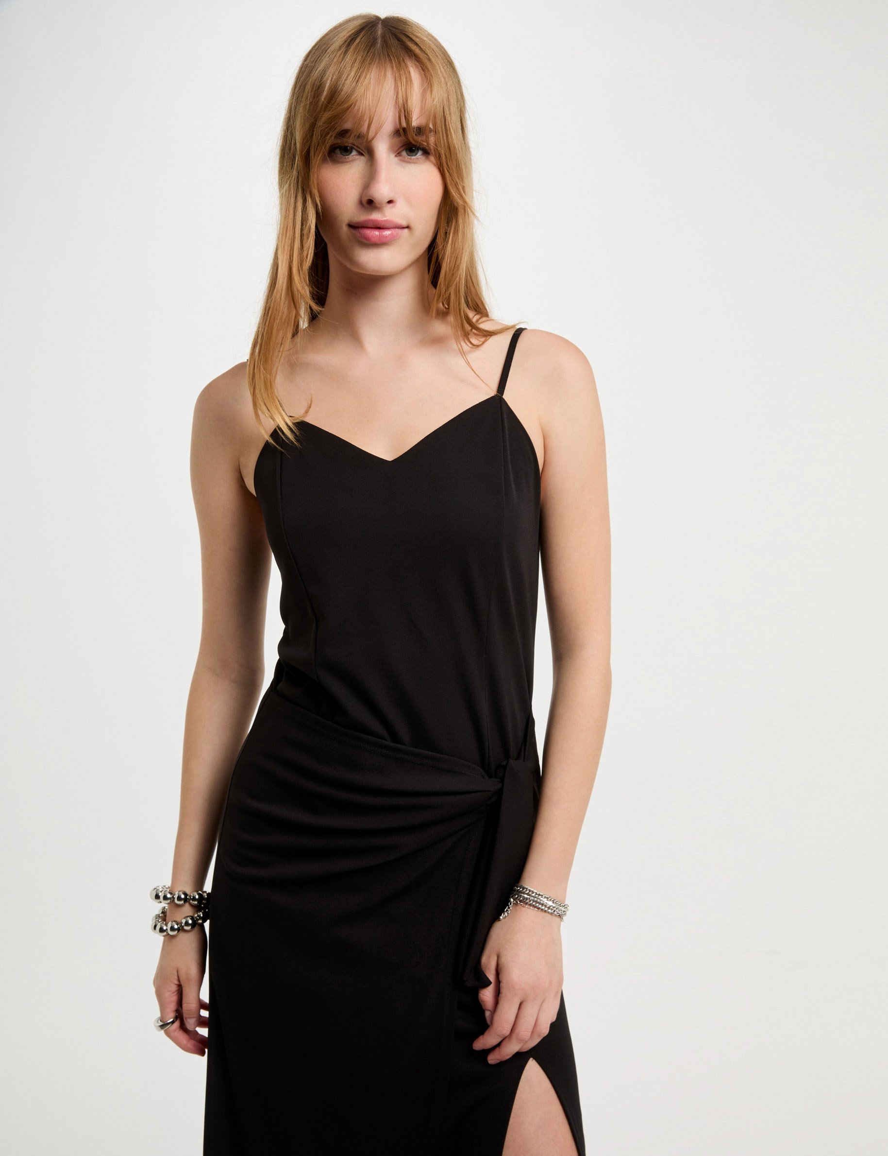 robe midi ajustee fendue noir femme Robe midi ajustée fendue noir femme