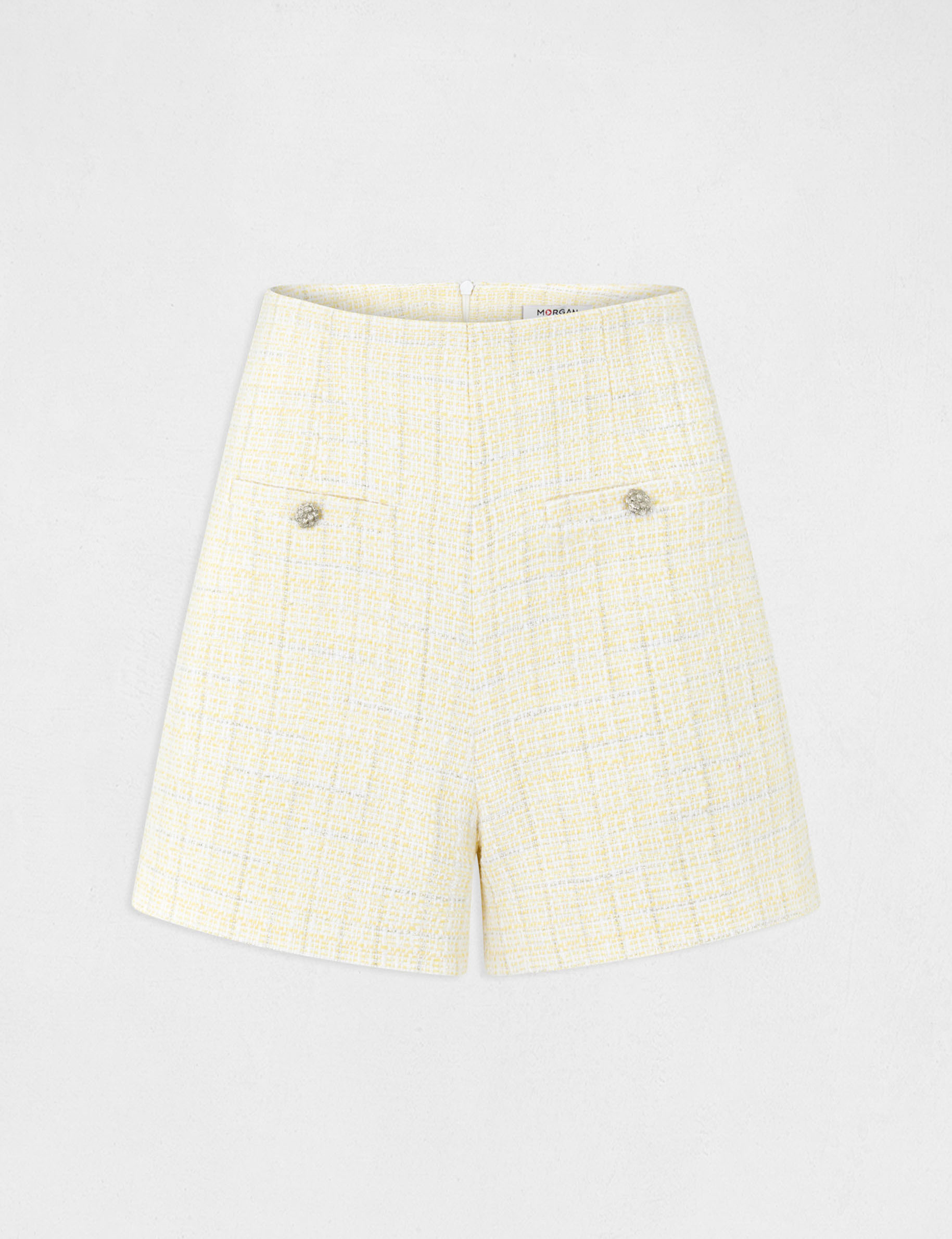 High-waisted straight shorts yellow ladies'