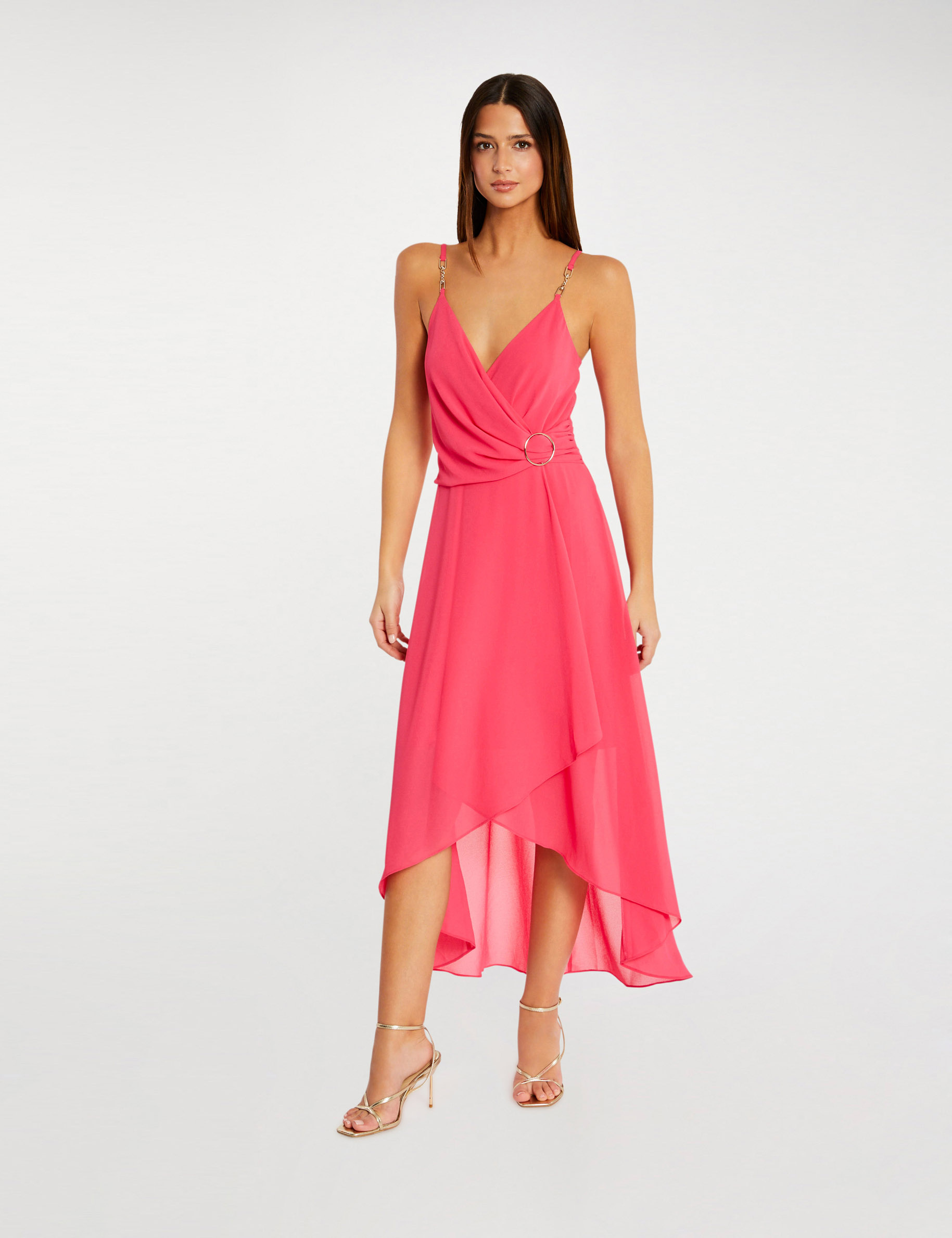Midi dress with thin straps medium pink ladies Morgan