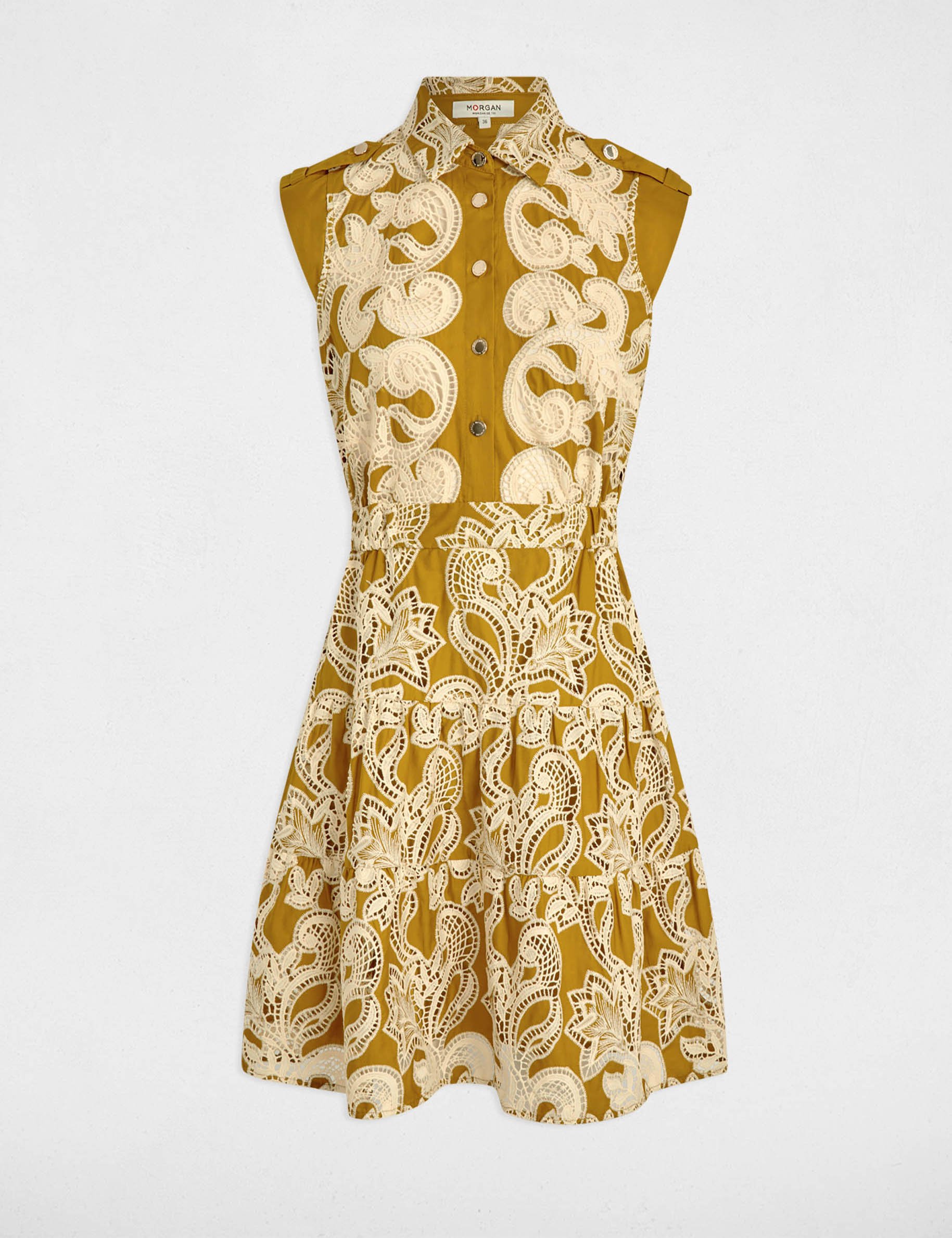 embroidered a line dress khaki green women Embroidered A-line dress khaki green women