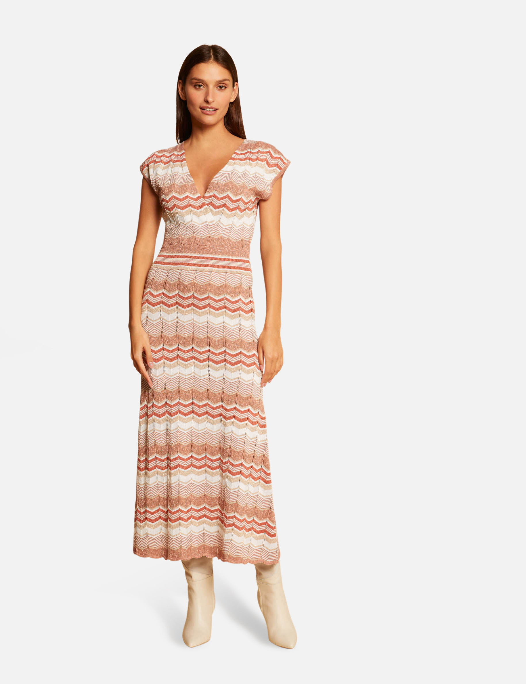 Maxi straight jumper dress chevron print antique pink ladies' Maxi straight jumper dress chevron print antique pink ladies'