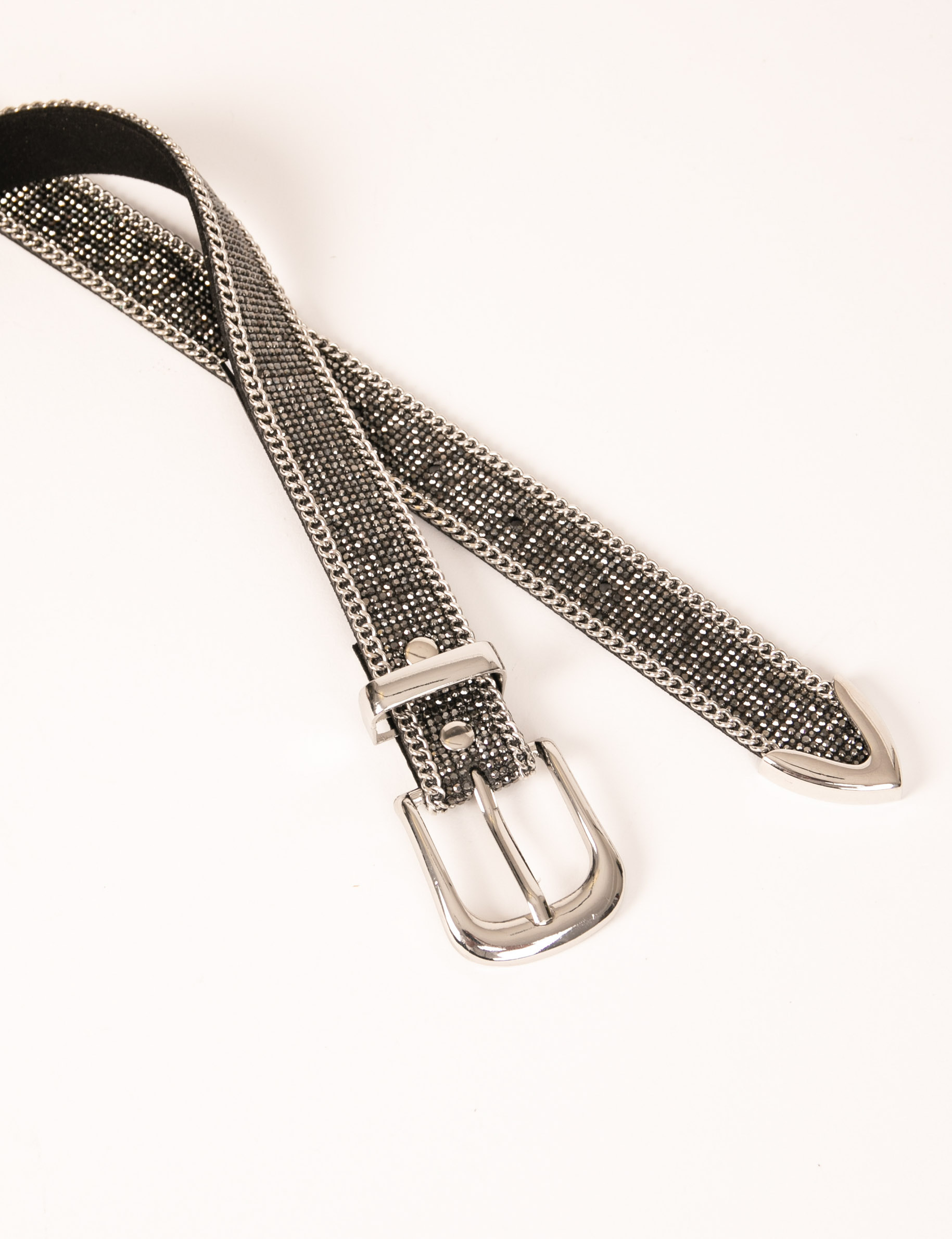 belt with rhinestones and chains light grey women Belt with rhinestones and chains light grey women