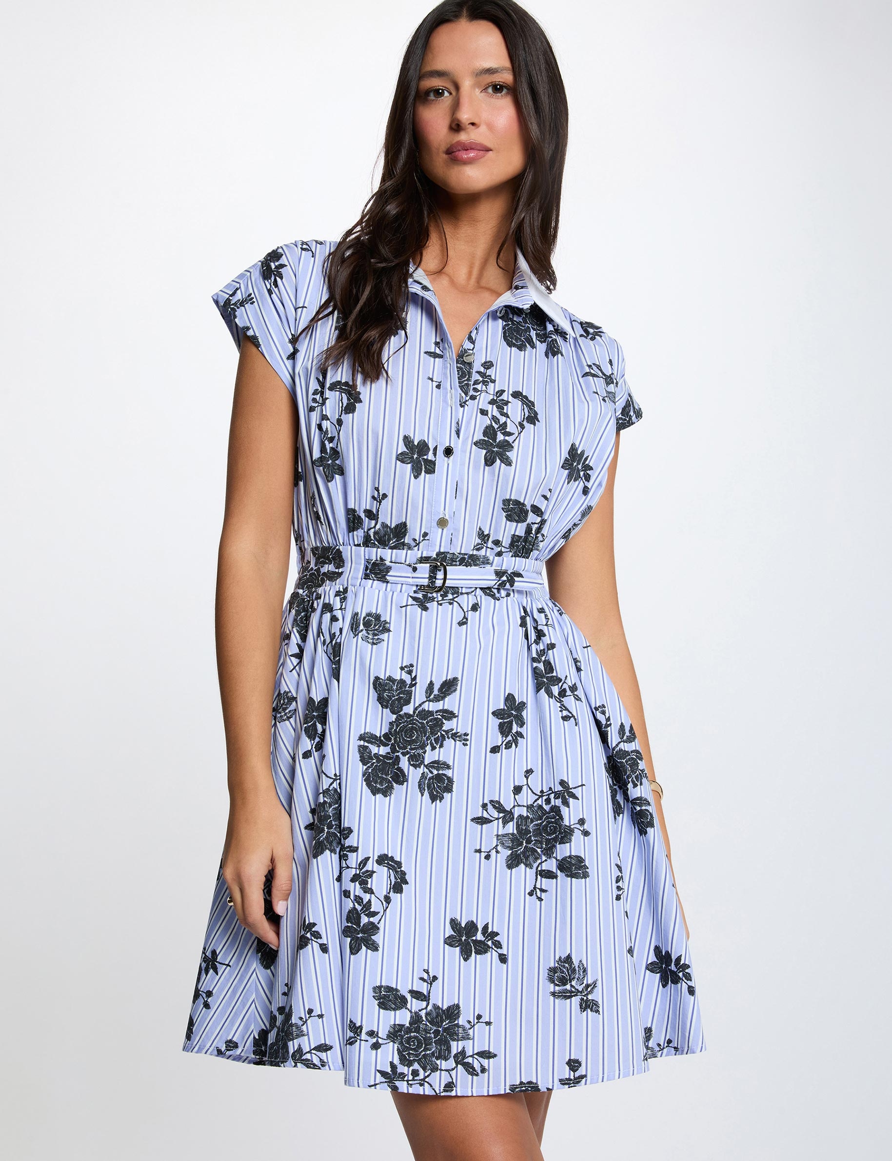 Sleeveless belted dress multicolor women
