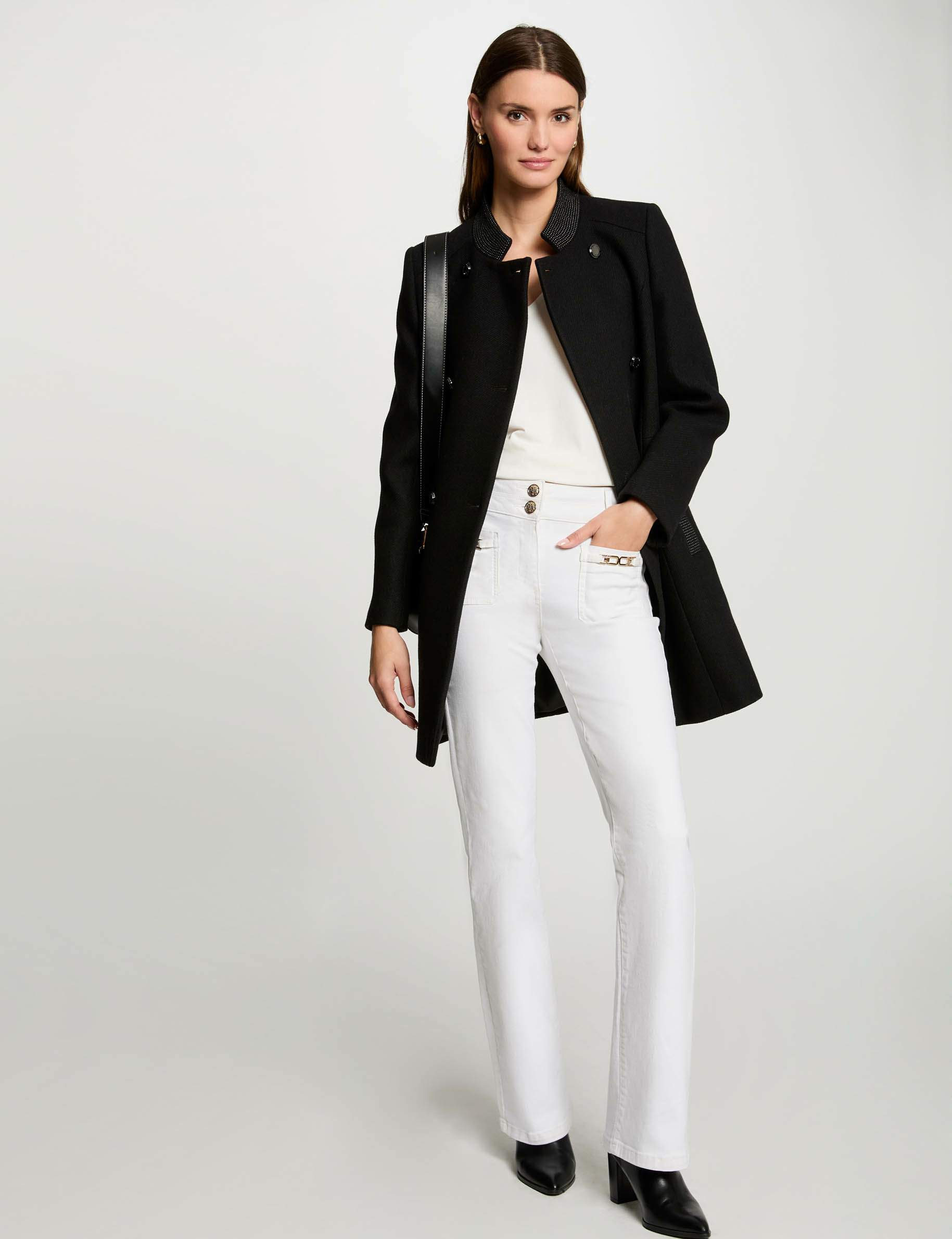 buttoned long coat black women Buttoned long coat black women