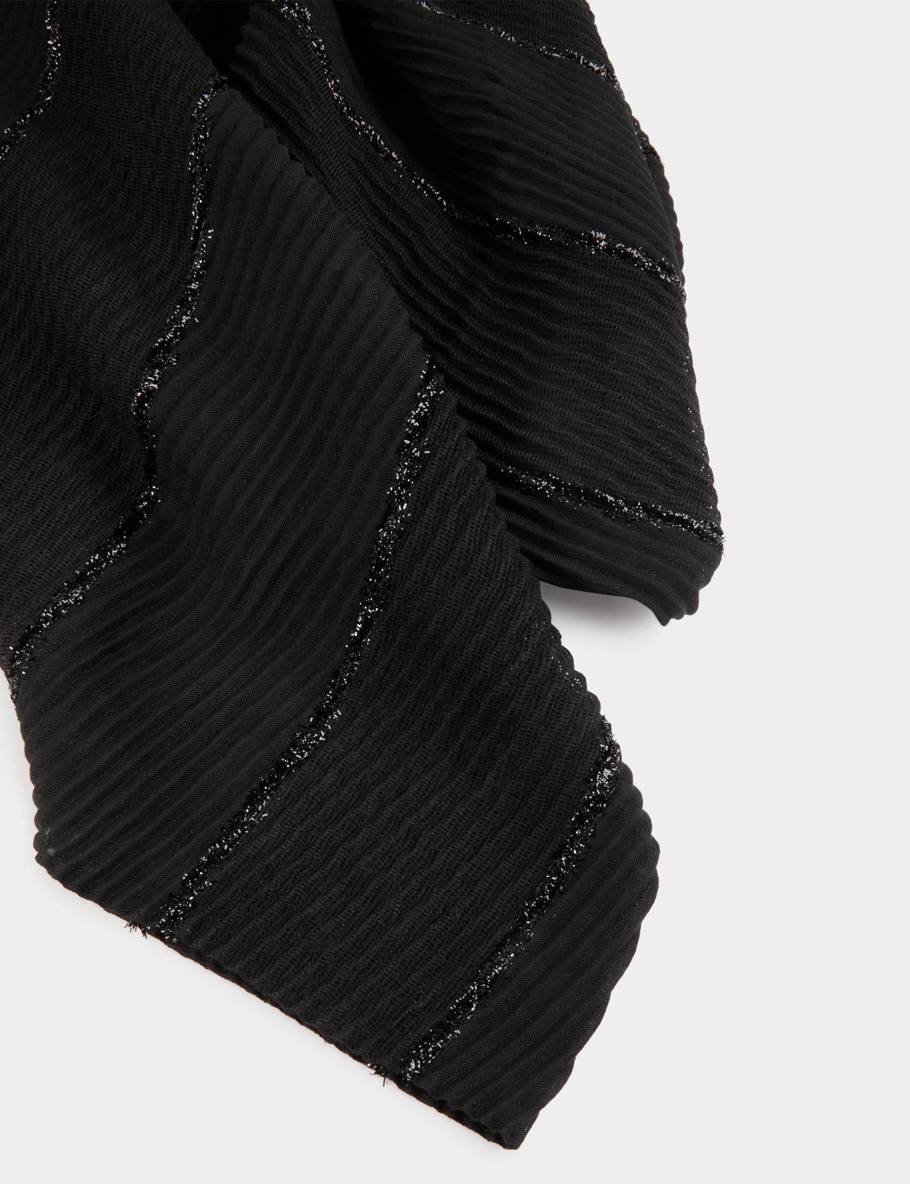 Metallic pleated scarf black women