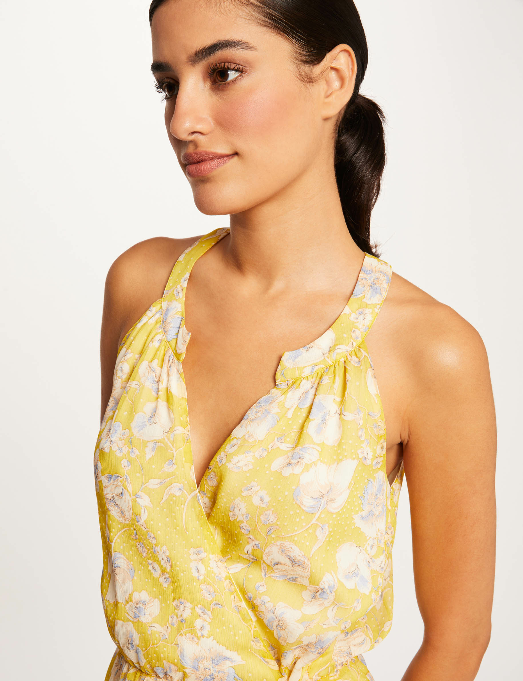 Maxi wrap dress with floral print yellow ladies' Maxi wrap dress with floral print yellow ladies'
