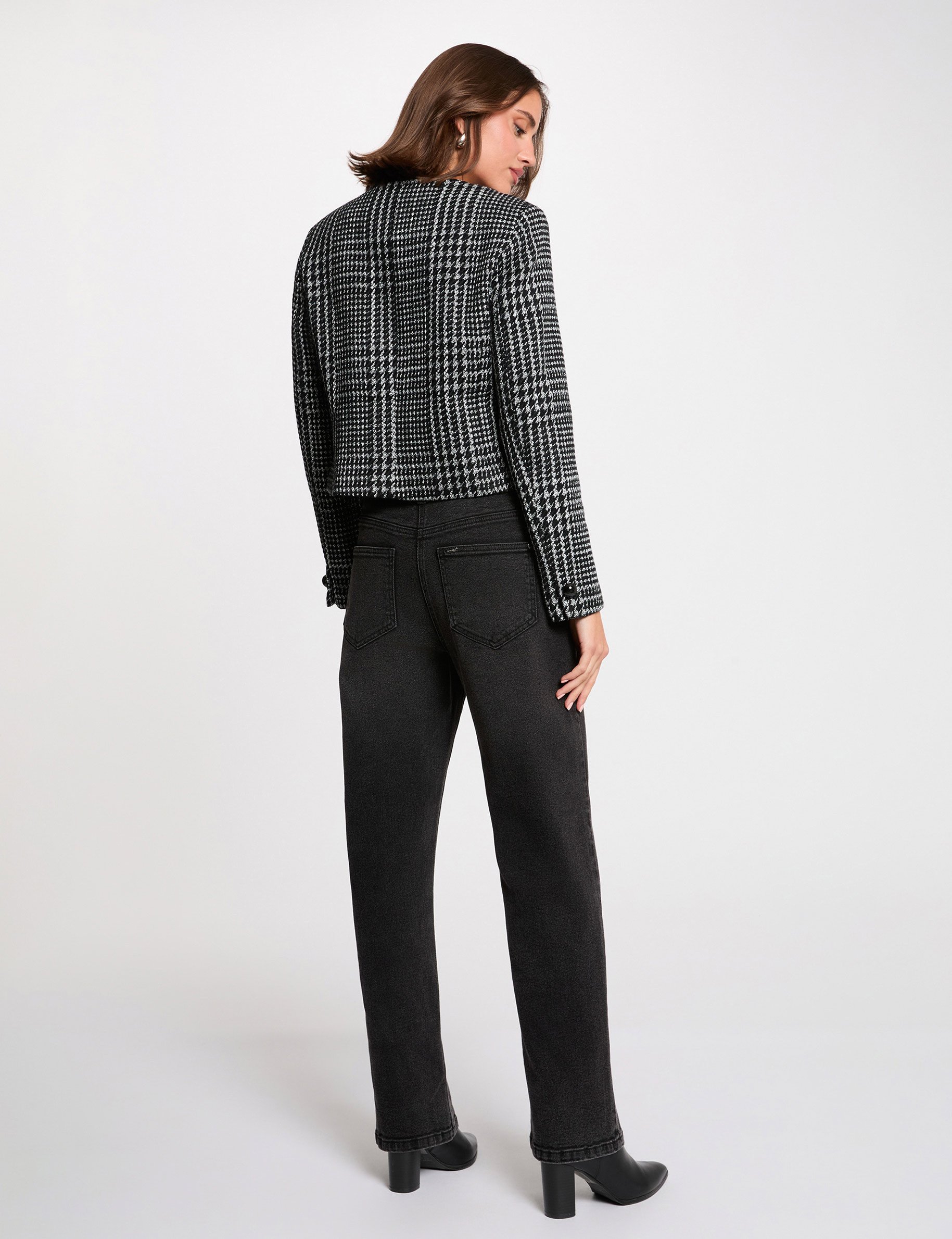 Veste tweed col rond multicolore femme